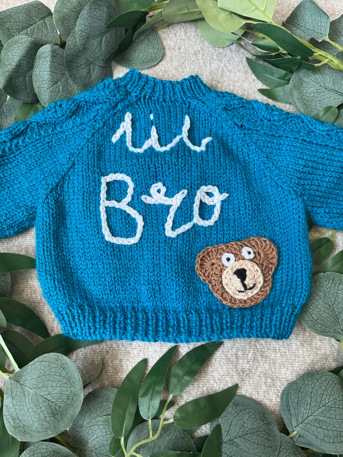 Size 0-3 Months, Lil Bri, Blue Hand Knitted Baby Cardigan