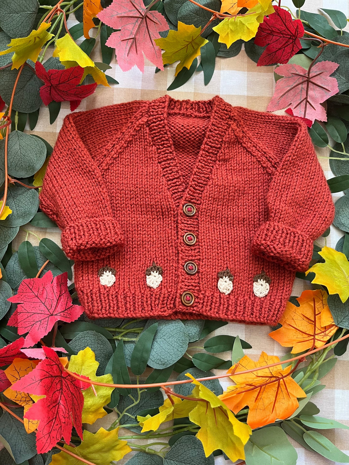 Personalise Me, Size 0-6 Months, Name Cardigan, Little Squirrel with Acorns