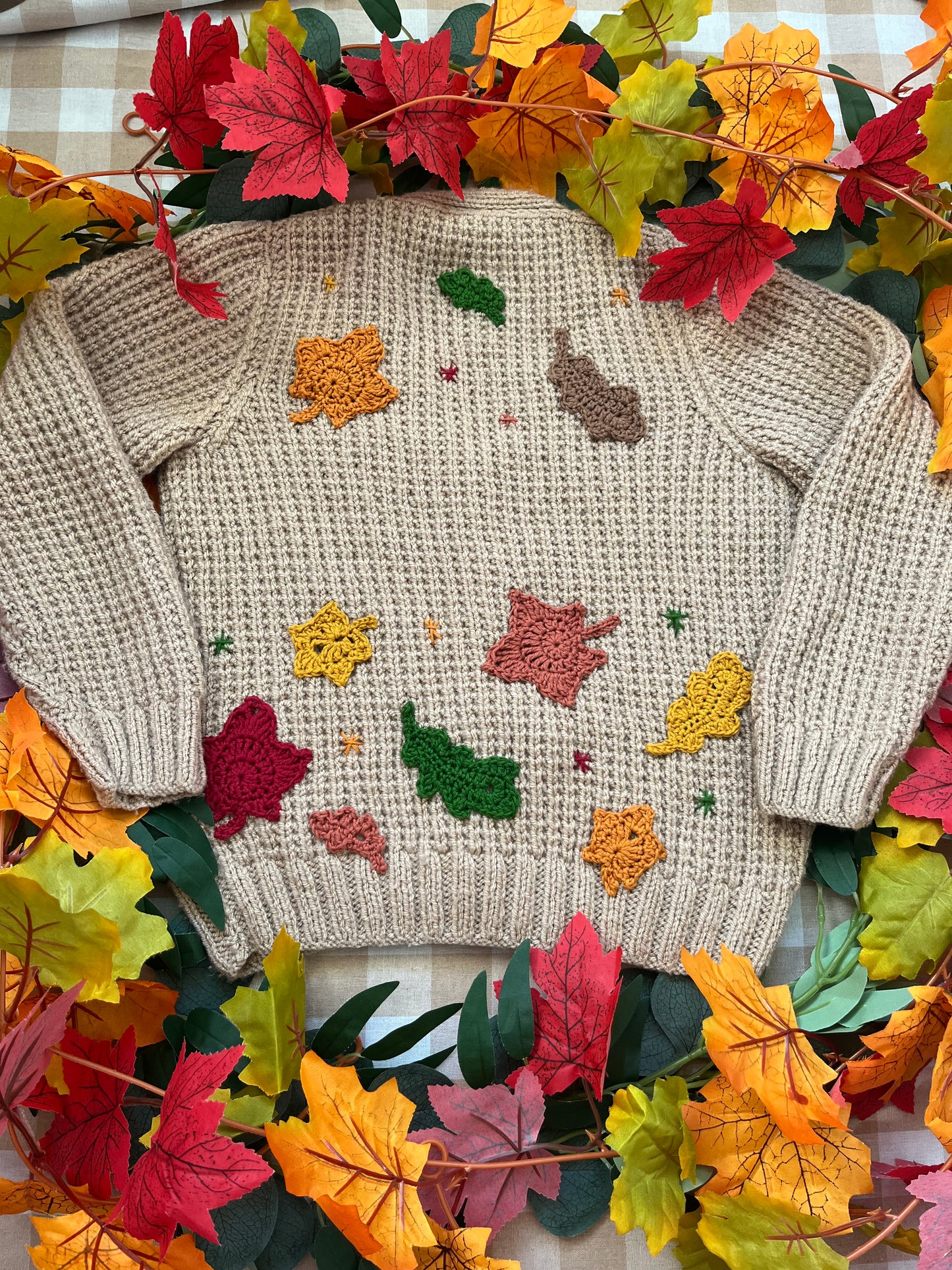 Personalise Me, Size 4-6 years, Name Cardigan, Beige Autumn Leaves Cardigan