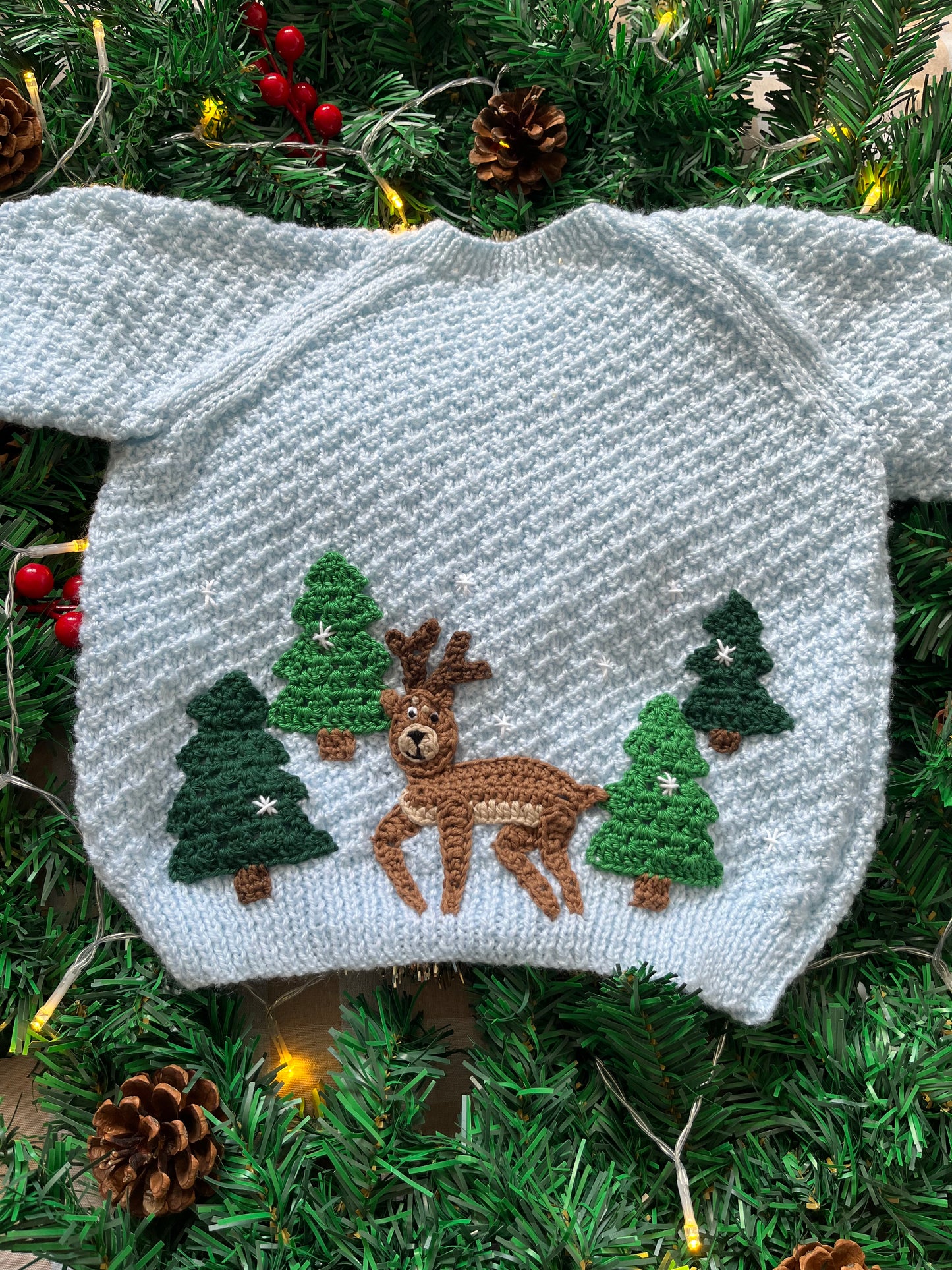 Personalise Me, Size 2-3 Years, Name Reindeer Cardi, Baby Blue