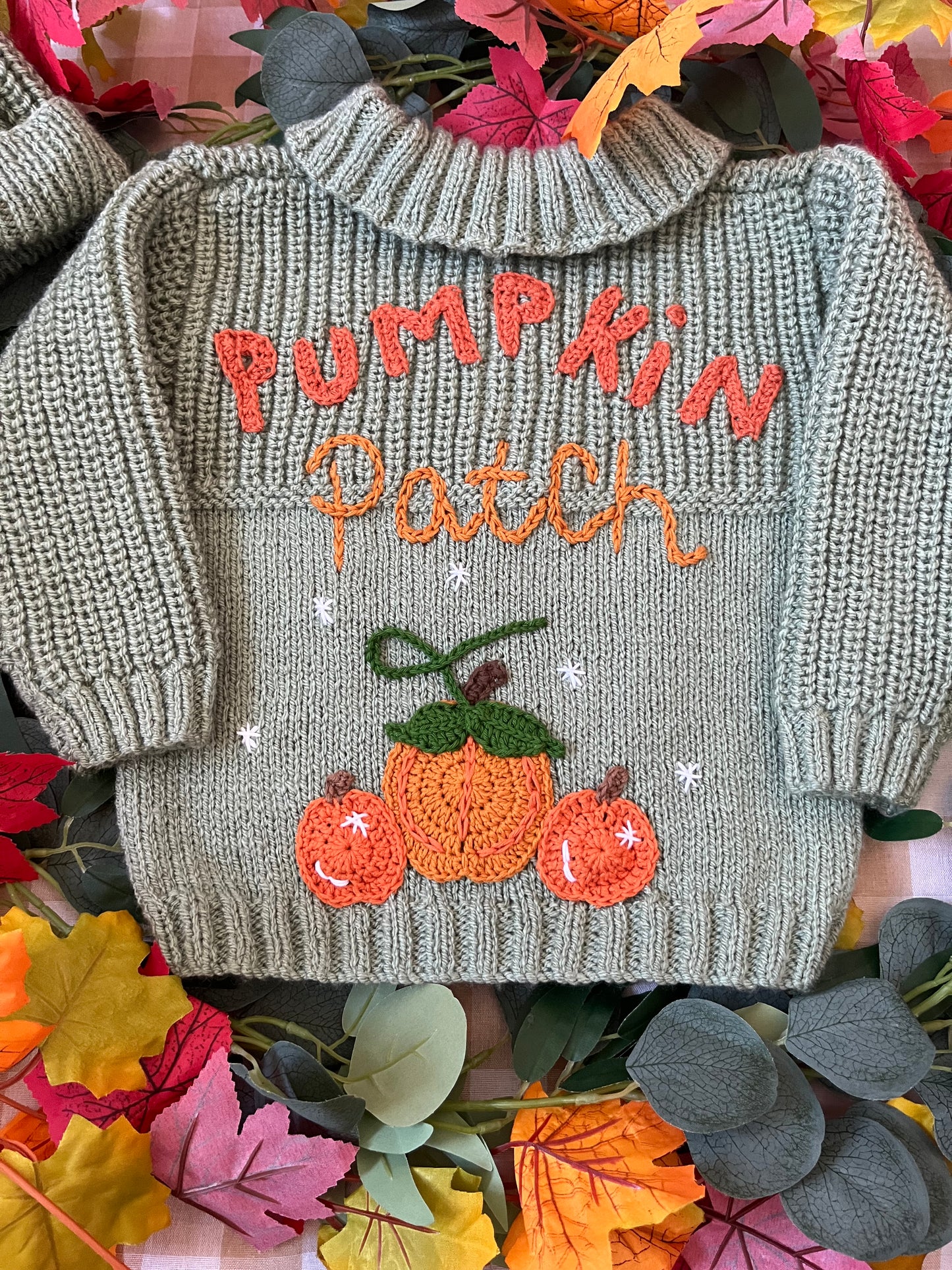 Size 2-4 years, Pumpkin Patch Cardi & Hat, Sage Green Hand Knitted Cardigan