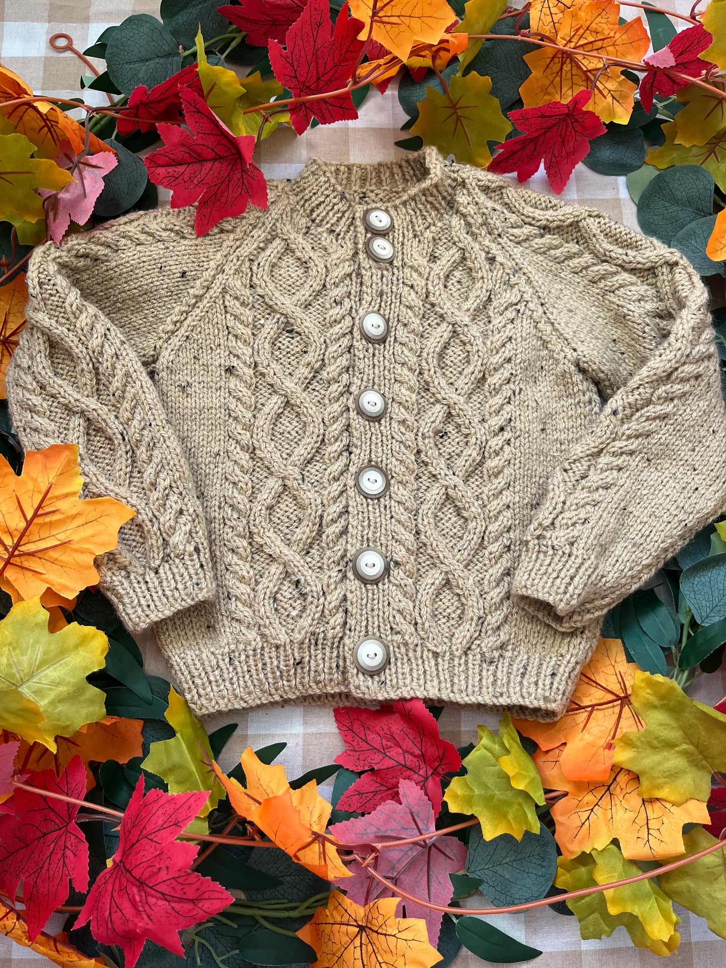 Personalise Me, Size 1-3 Years, Single Letter Cardi, Beige Rustic Pumpkin Cardi