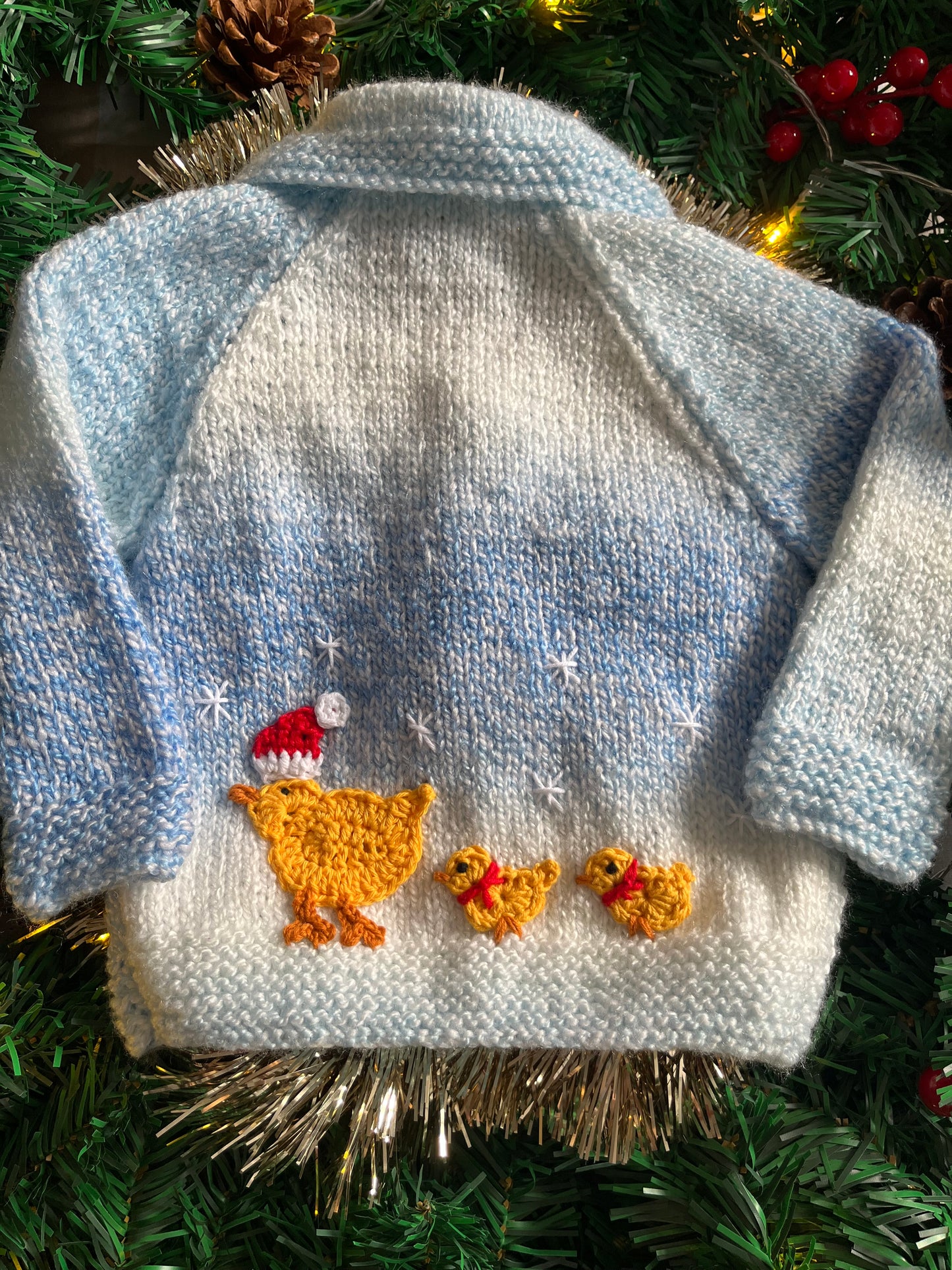 Personalise Me, Size 6-12 Months, Christmas Duck & Chicks Cardi