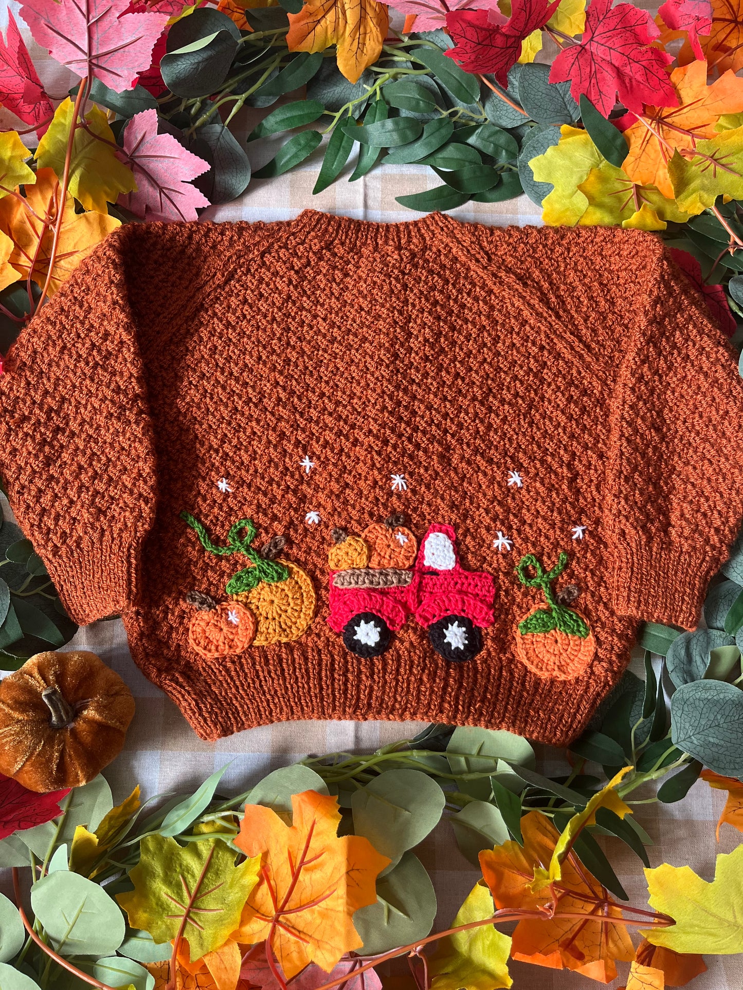 Personalise Me, Size 2-3 years, Name Cardi, Rust Pumpkin Truck Cardi