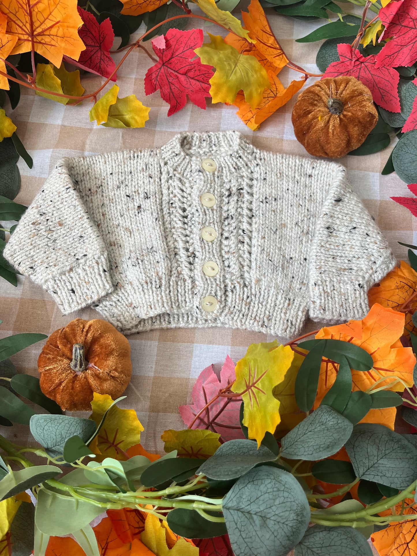 Personalise Me, Size 0-3 Months, Beige Pumpkin Name Cardigan