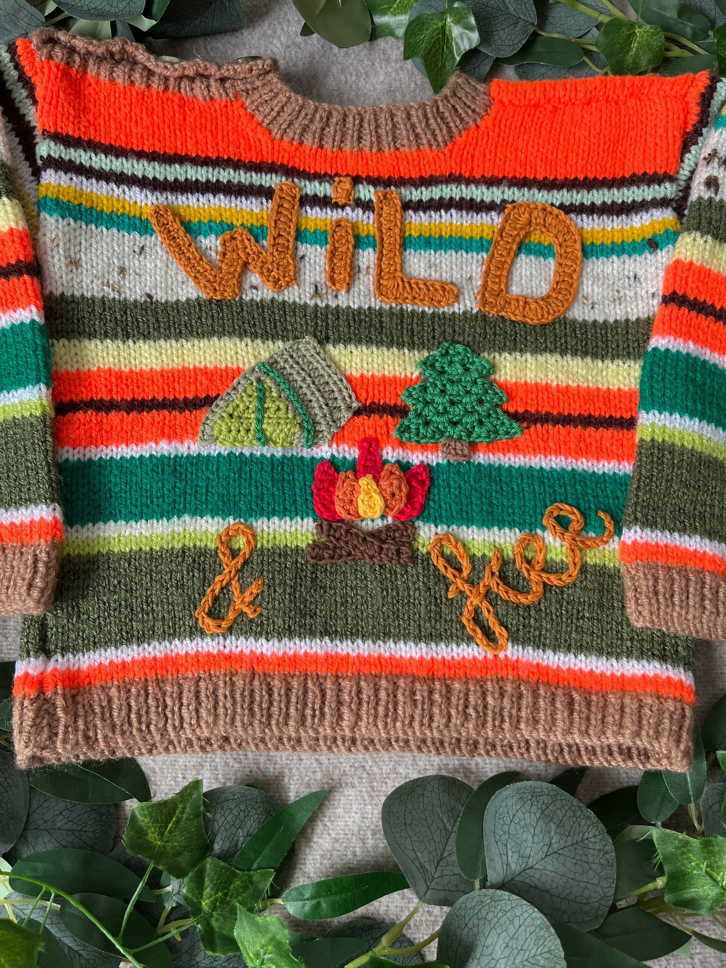 Size 1-2 Years, Wild & Free, Campfire Cardigan, Multicolour Stripe Jumper