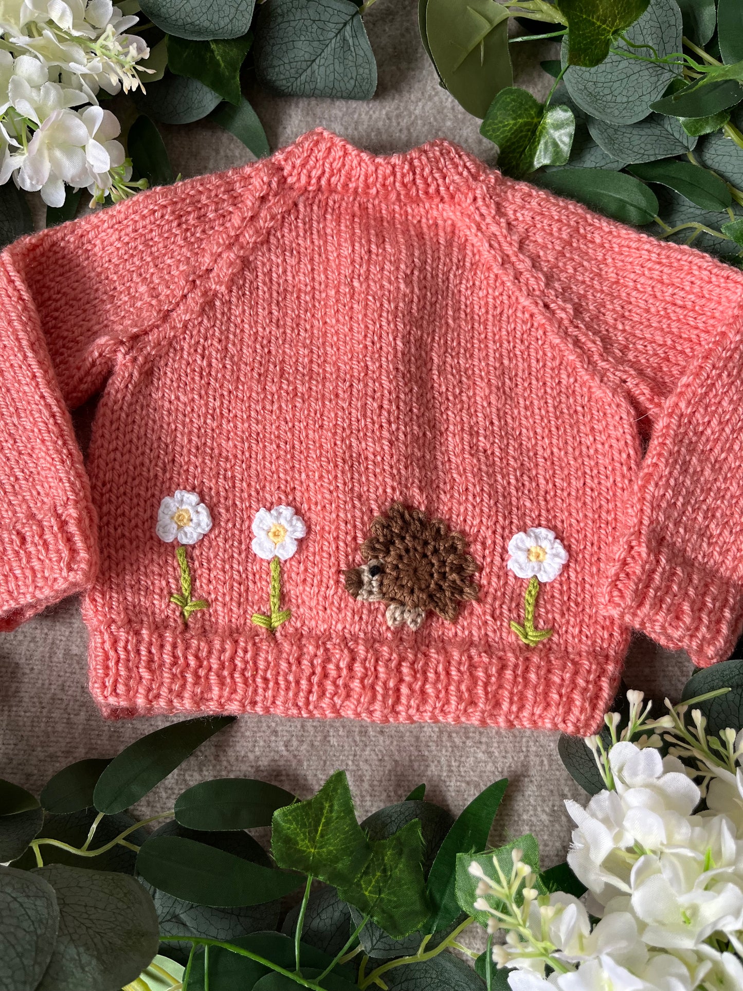 Size 0-3 Months, Personalise Me, Name Cardigan, Hedgehog Cardi