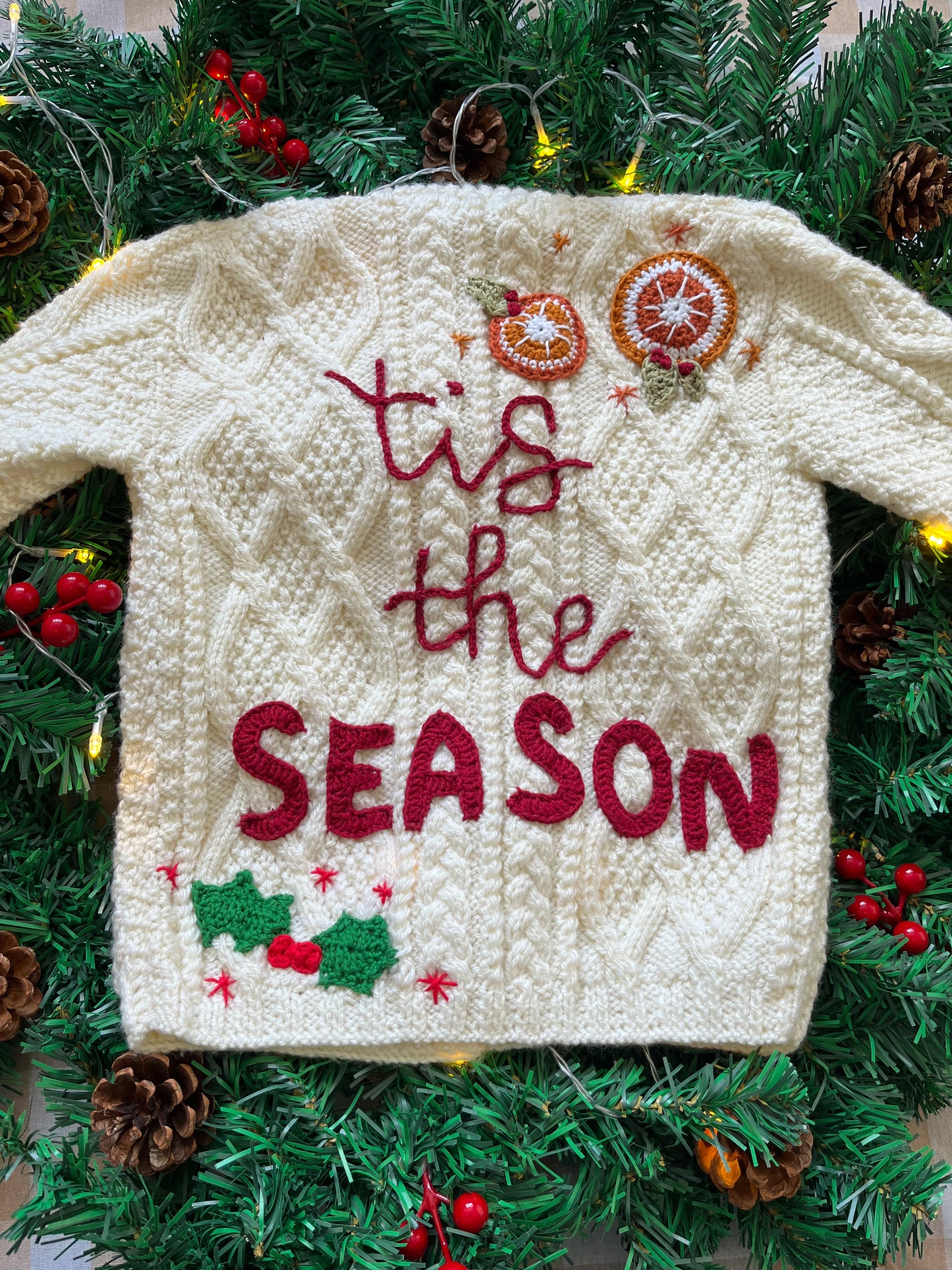 Size 3-5 Years, Tis the Season, Cream Cable knit Cardi