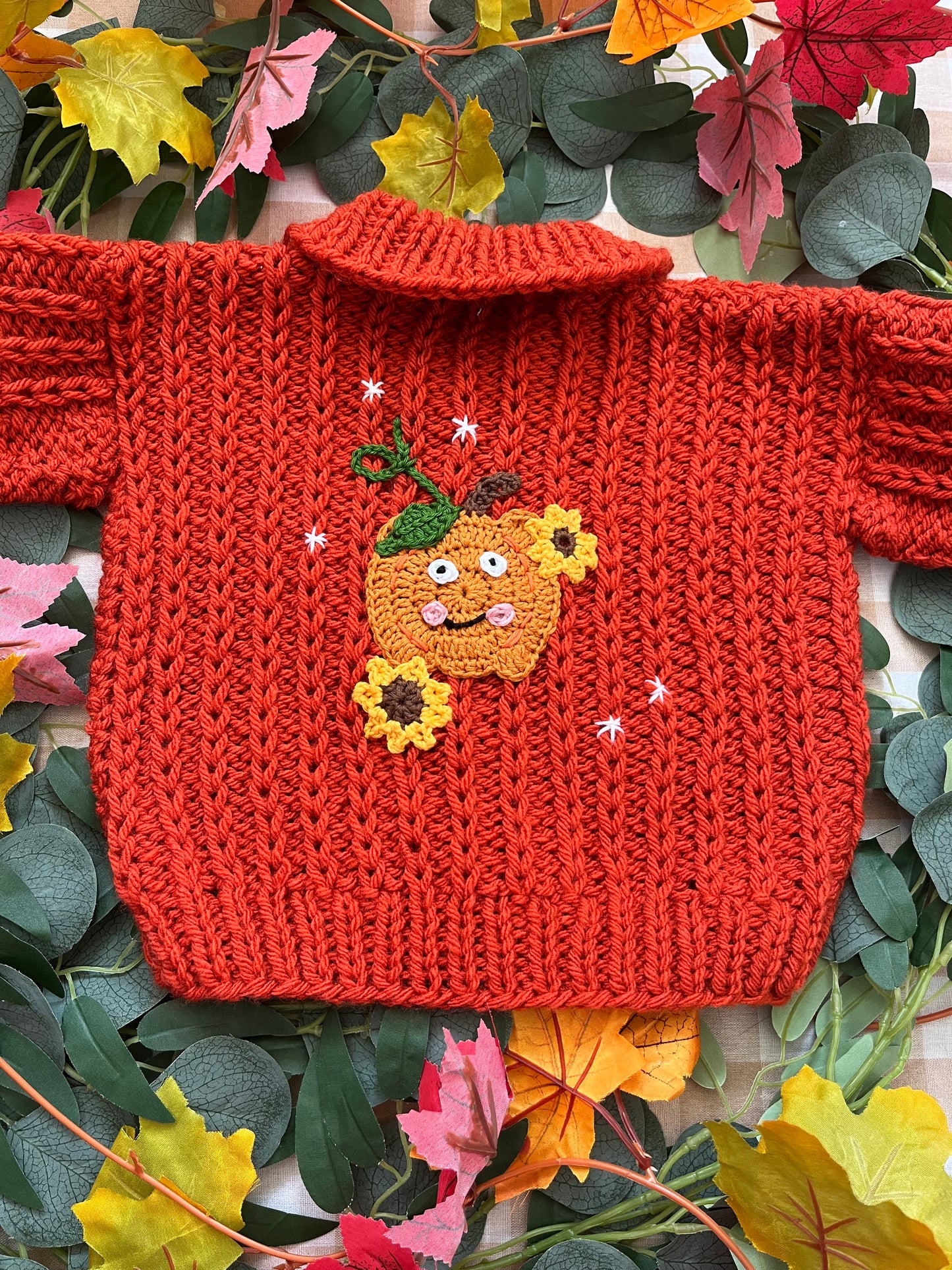 Size 9-12 Months, Chunky Burnt Orange Pumpkin Cardi