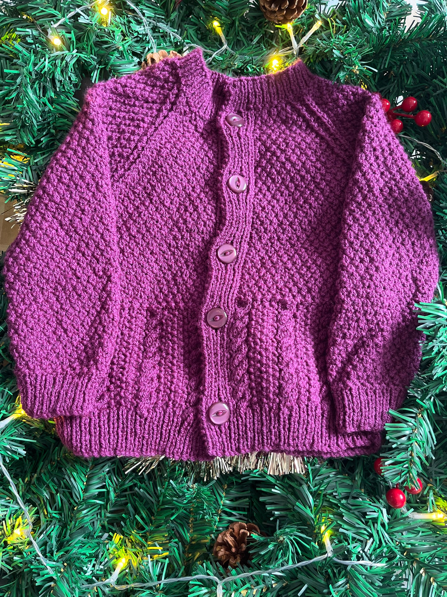 Size 2-4 Years, Little Pudding, Purple Christmas Cardi