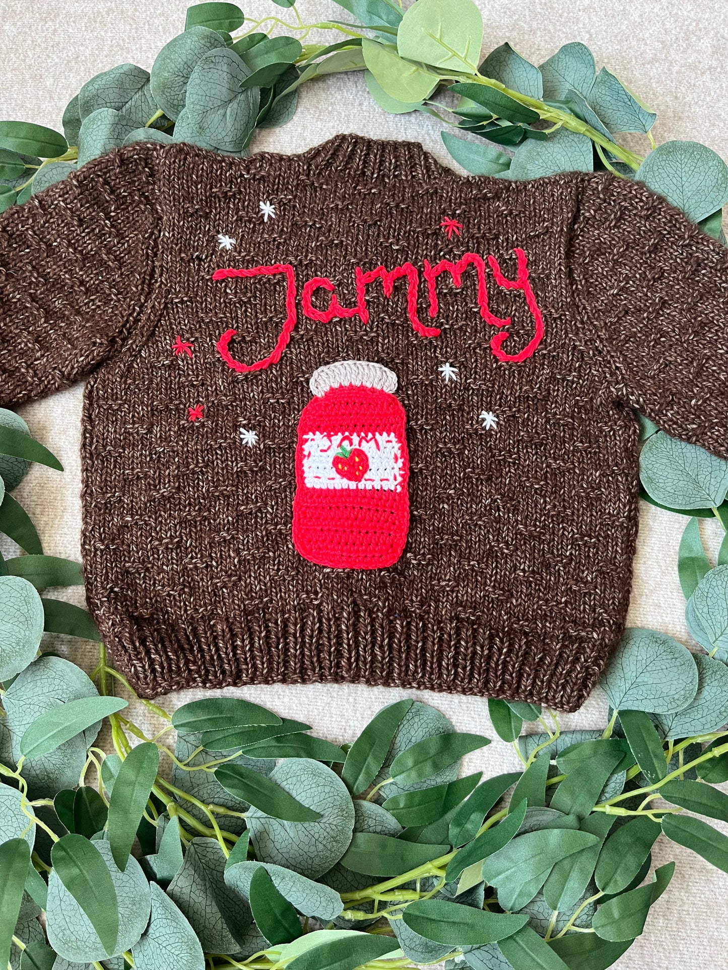 Size 1-3 Years, Jammy, Brown Hand Knitted Cardigan
