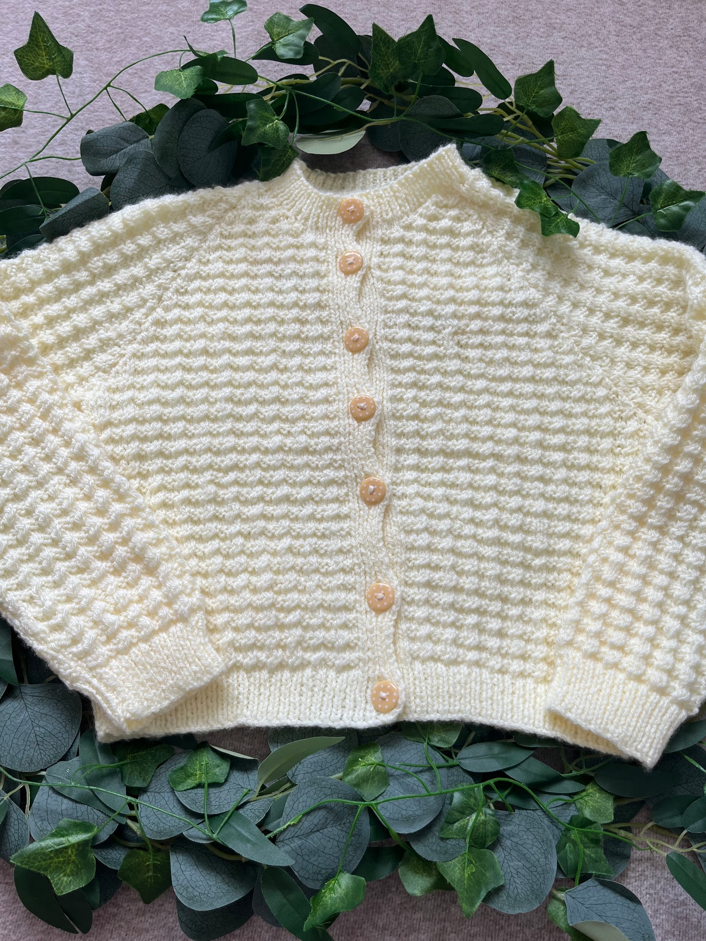Personalise Me, Add 3 or 4 to ballon (or none), Birthday Bear Cardigan, Butter Yellow Hand Knitted Cardi