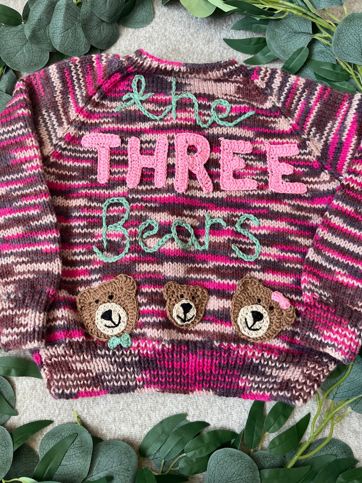 Size 3-4 Years, The Three Bears, 3rd Birthday Cardigan, Handknitted