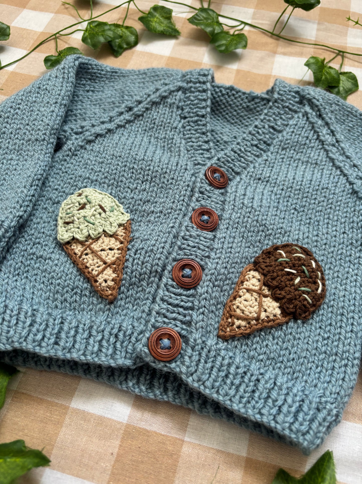 Personalise Me, Size 0-6 Months, Blue Ice Cream Name Cardi