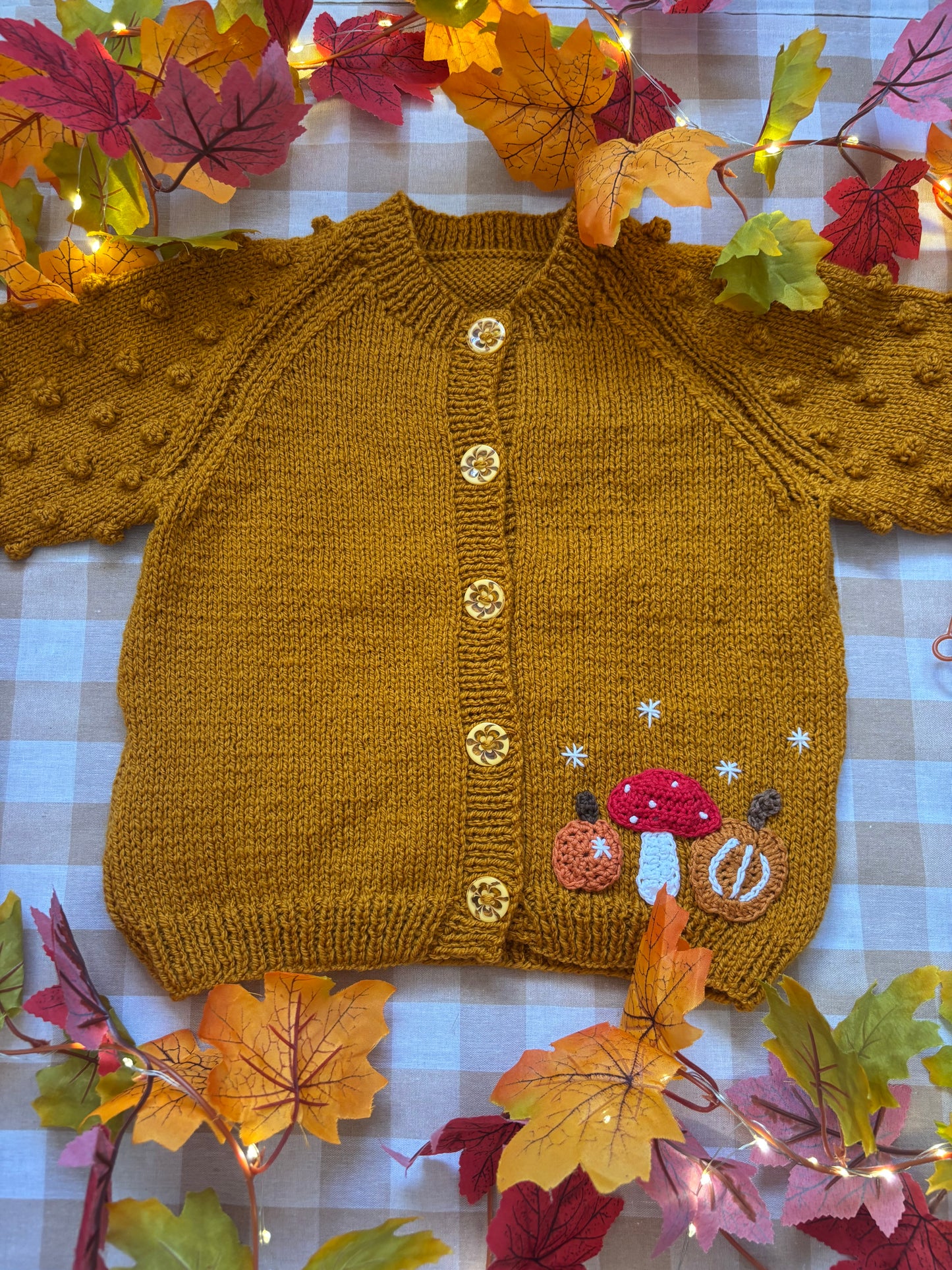 Size 4-6 Years, Cosy Season Mouse, Mustard Popcorn sleeves
