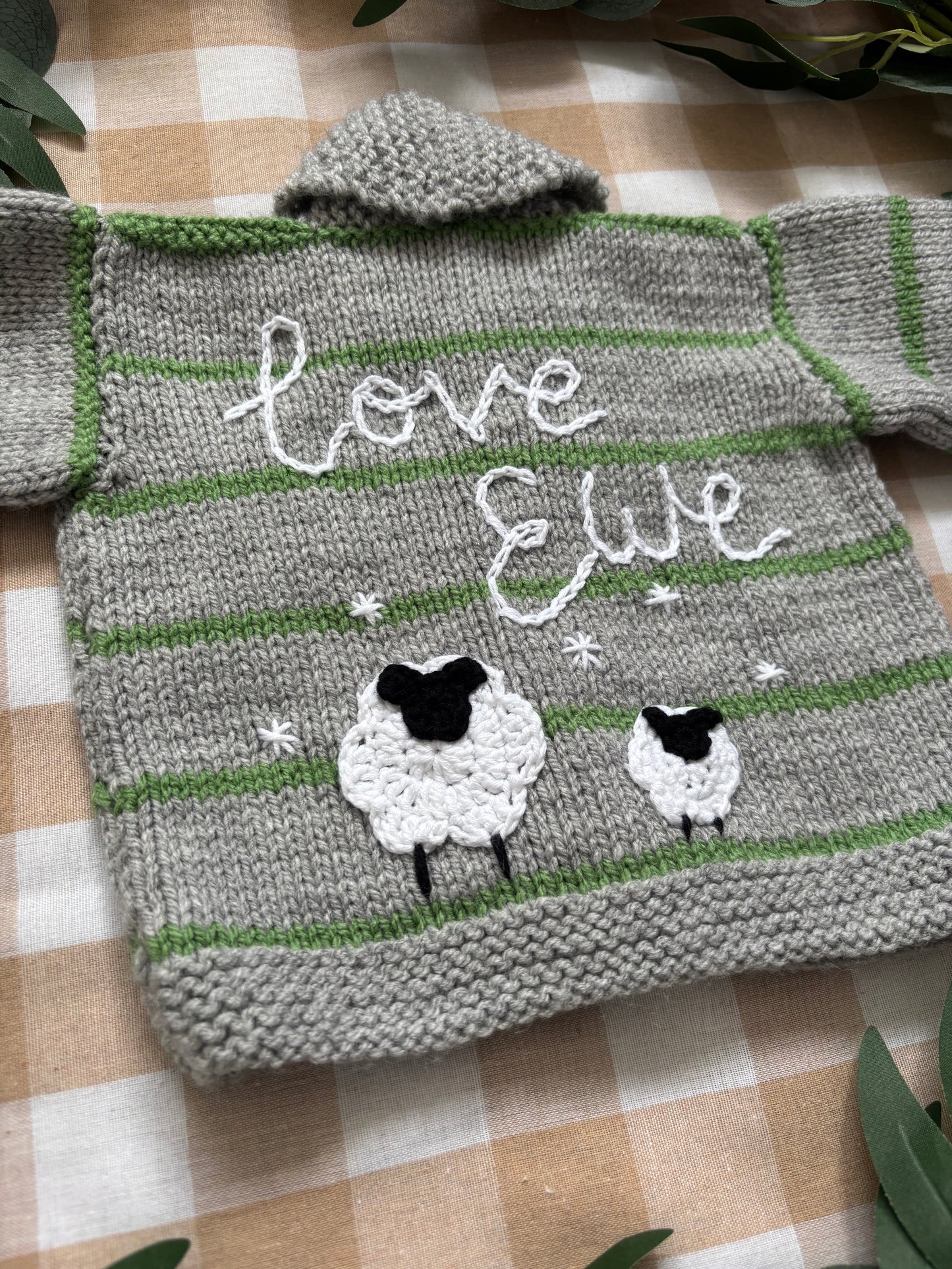 Size 0-3 Months, Love Ewe, New Baby Hand Knitted Cardi