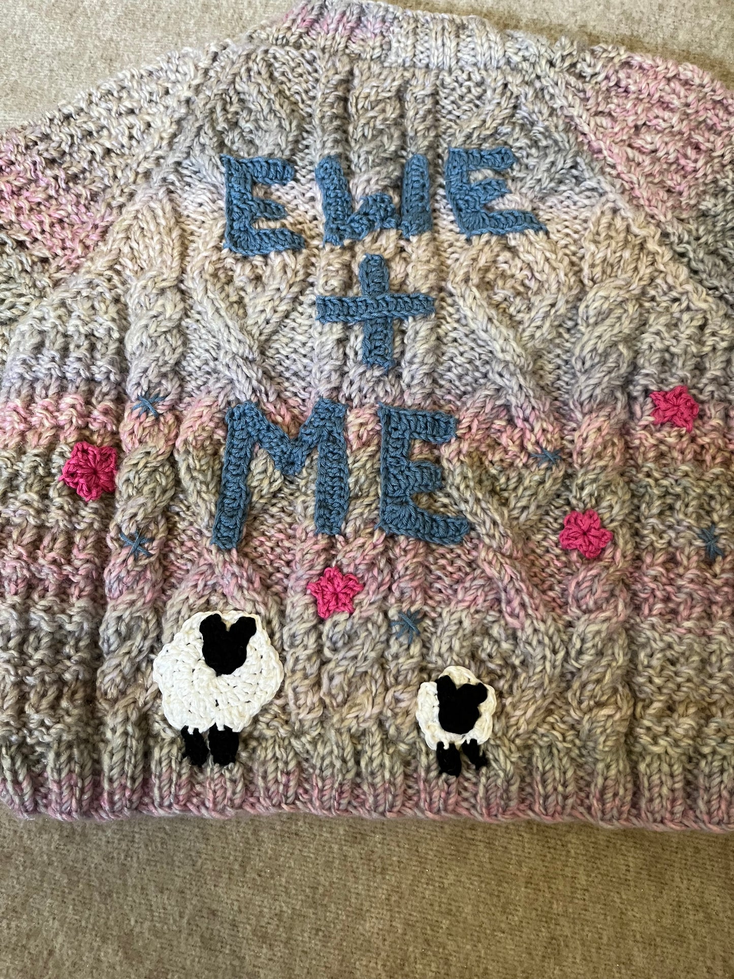 Size 2-3 Years, Ewe + Me, Hand Knitted Ombre Cardigan, Sheep Cardigan