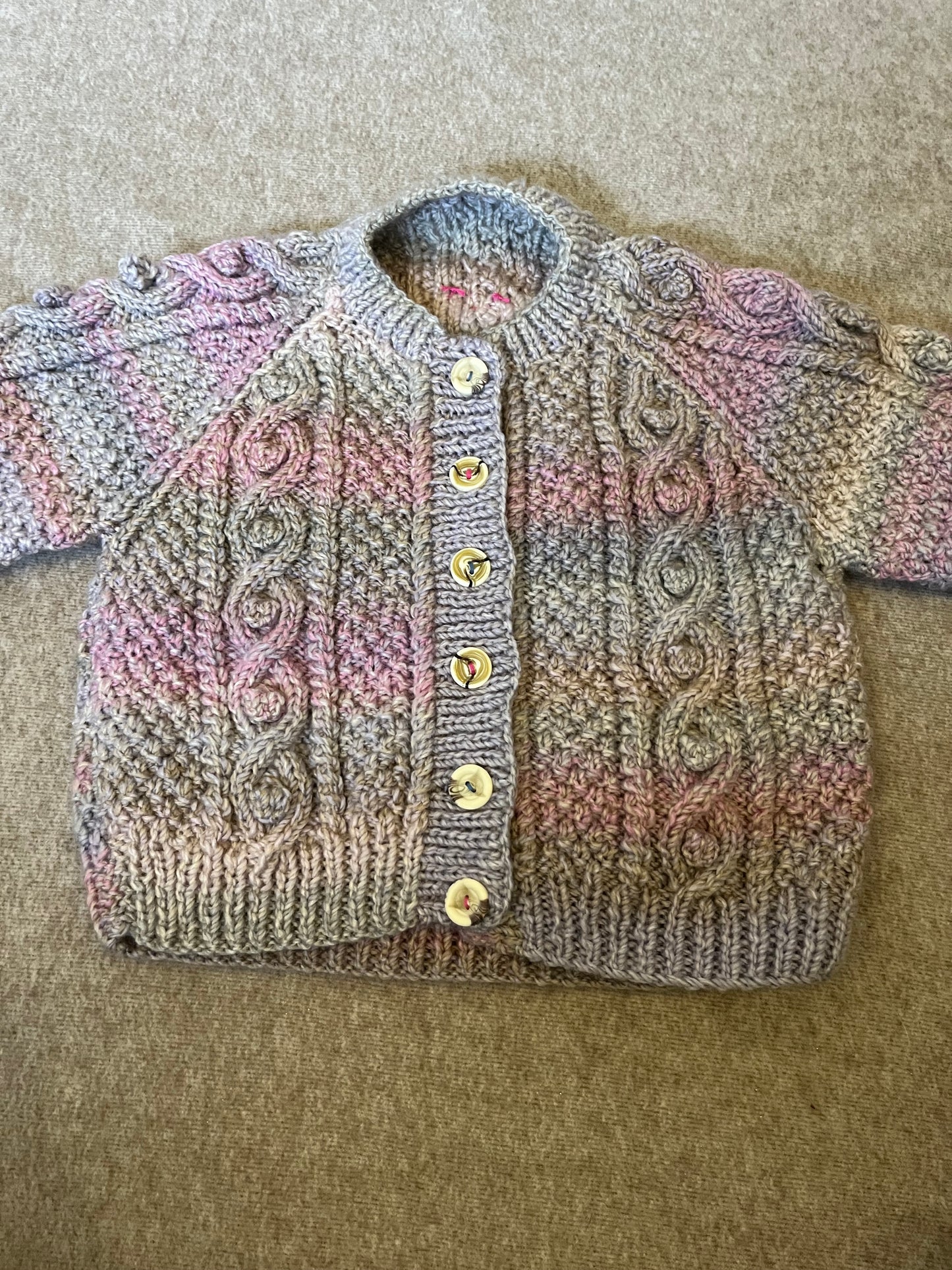 Size 2-4 Years, I Love Ewe, Hand Knitted Ombre Cardigan, Sheep Cardigan