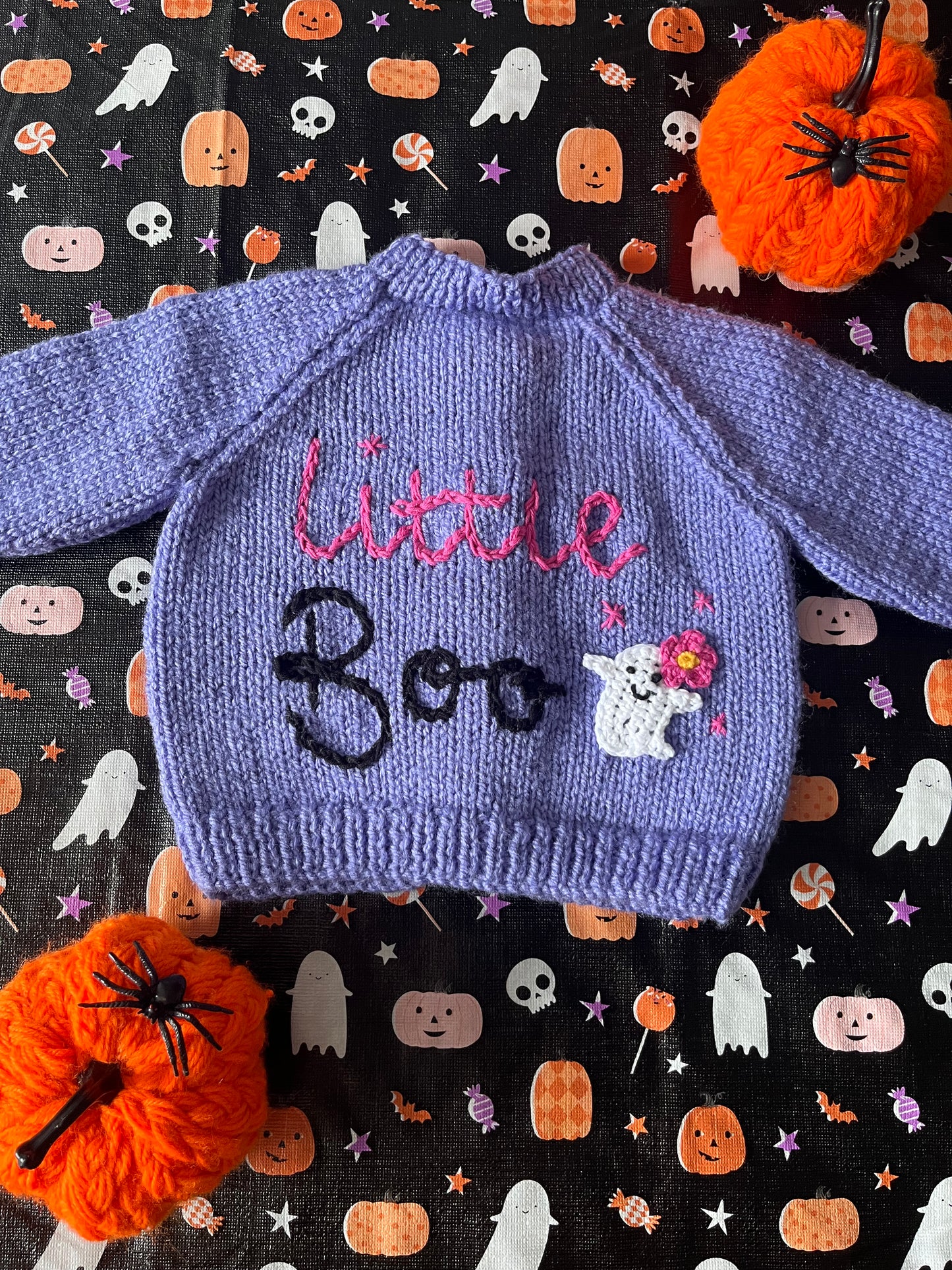 Size 0-6 Months, Little Boo, Purple Hand Knitted Cardigan