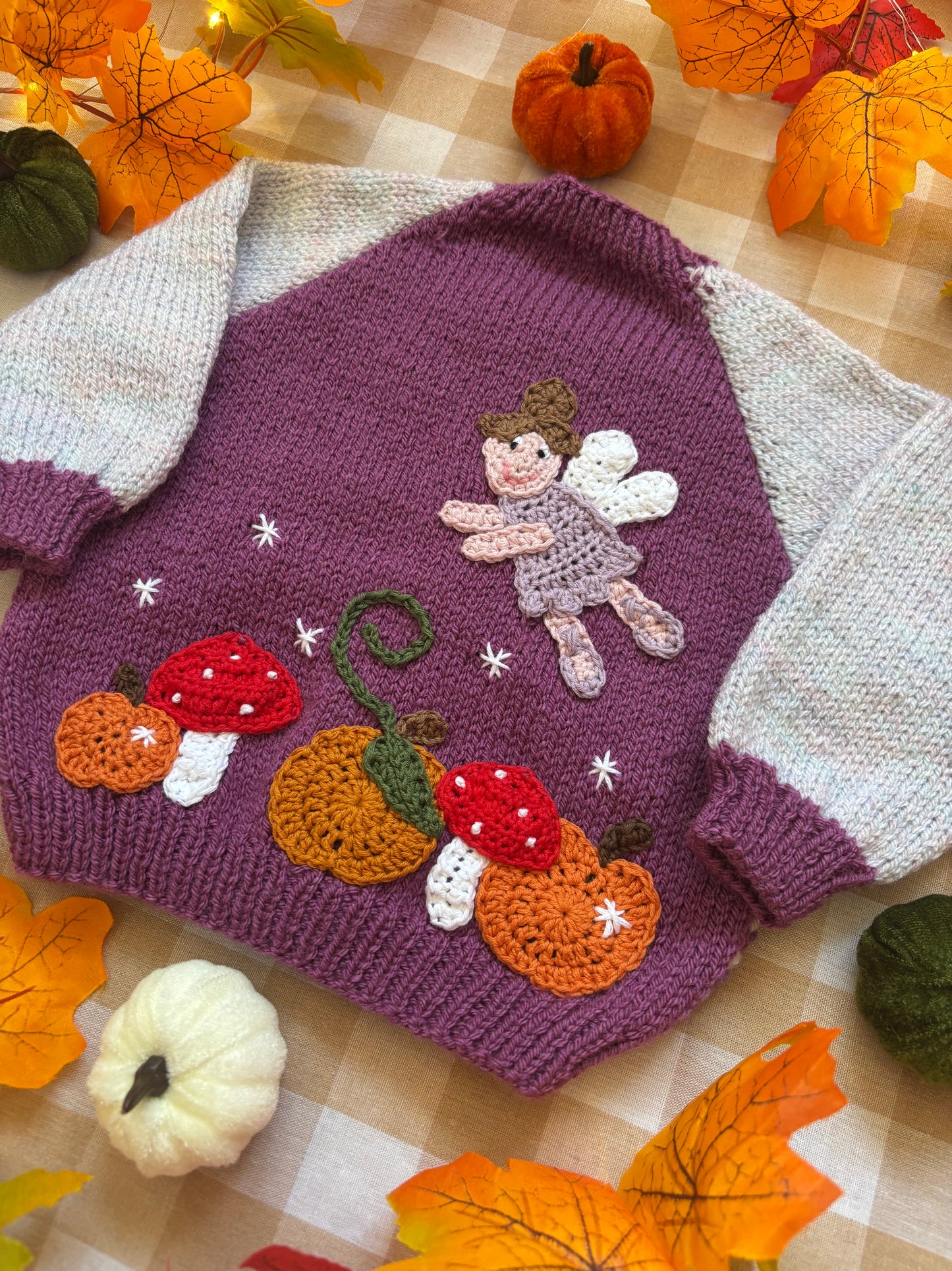 Size 6-12 Months, Fairy Pumpkin Patch, striped front