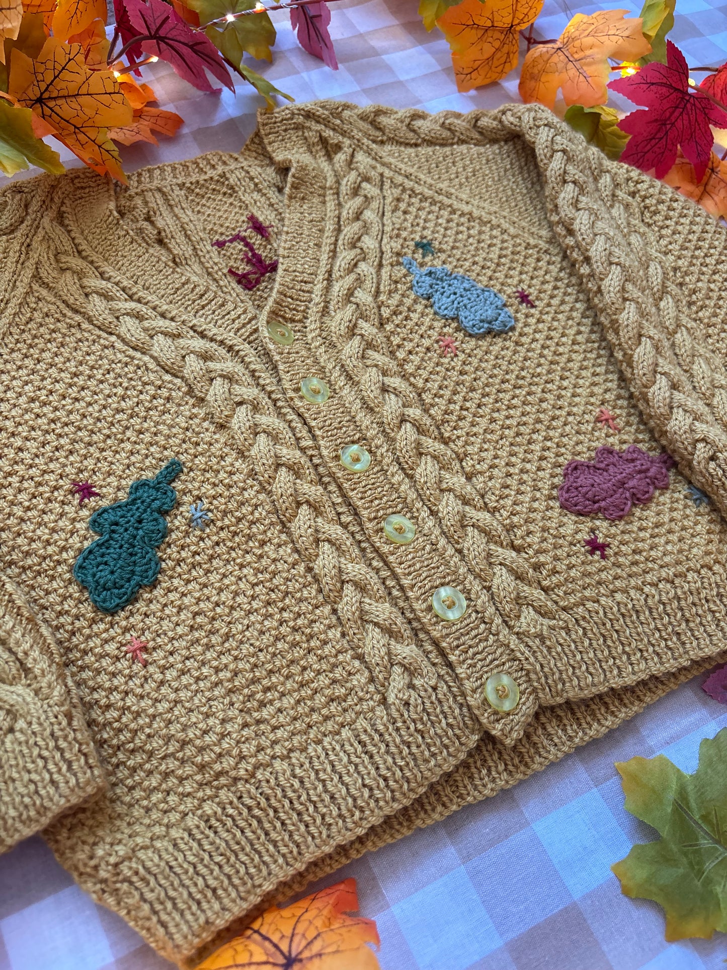 Size 5-7 Years, I am an Autumn, Mustard Hand Knitted Cardi