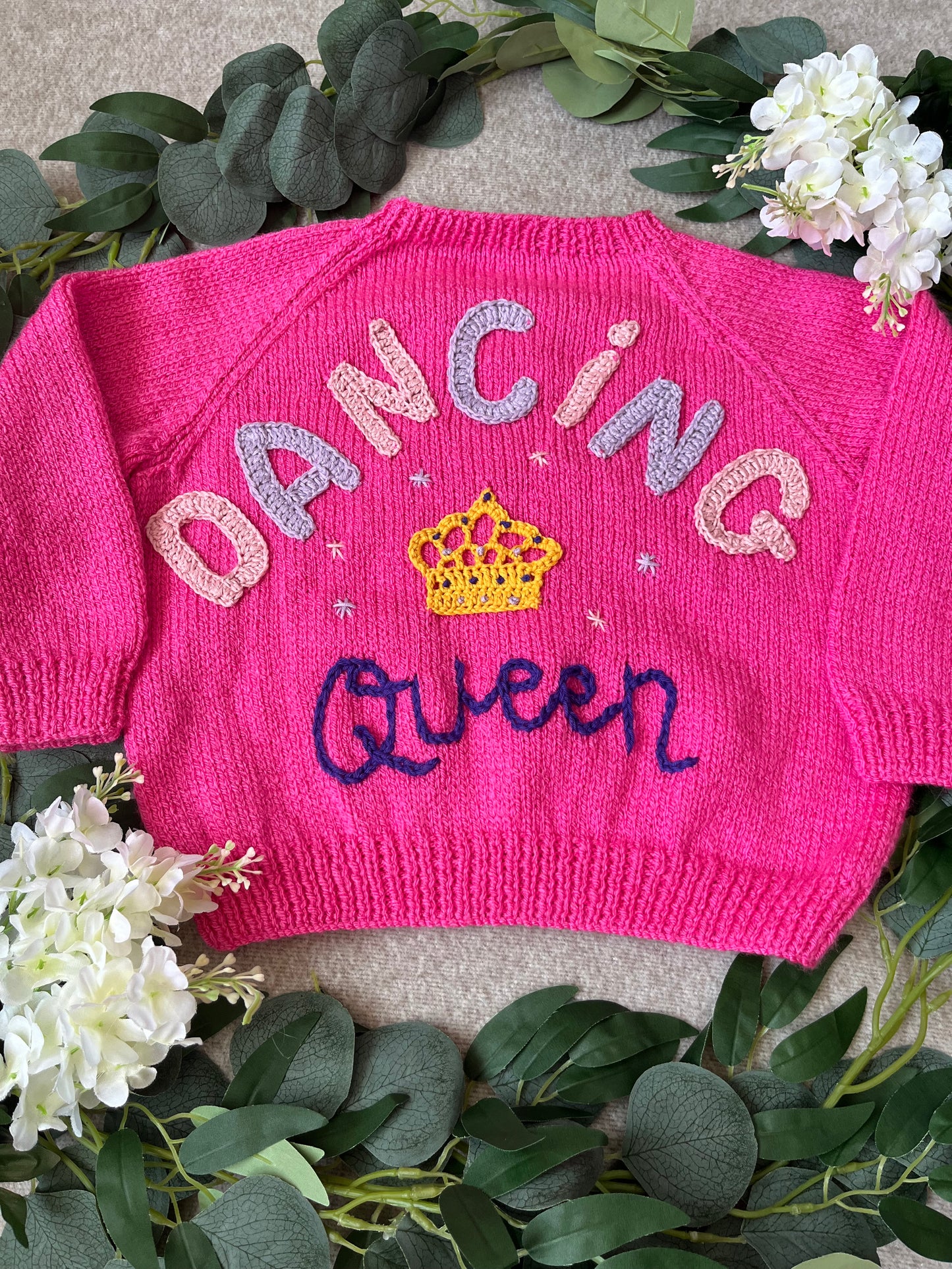 Size 2-4 Years, Dancing Queen, Pink Hand Knitted Cardigan