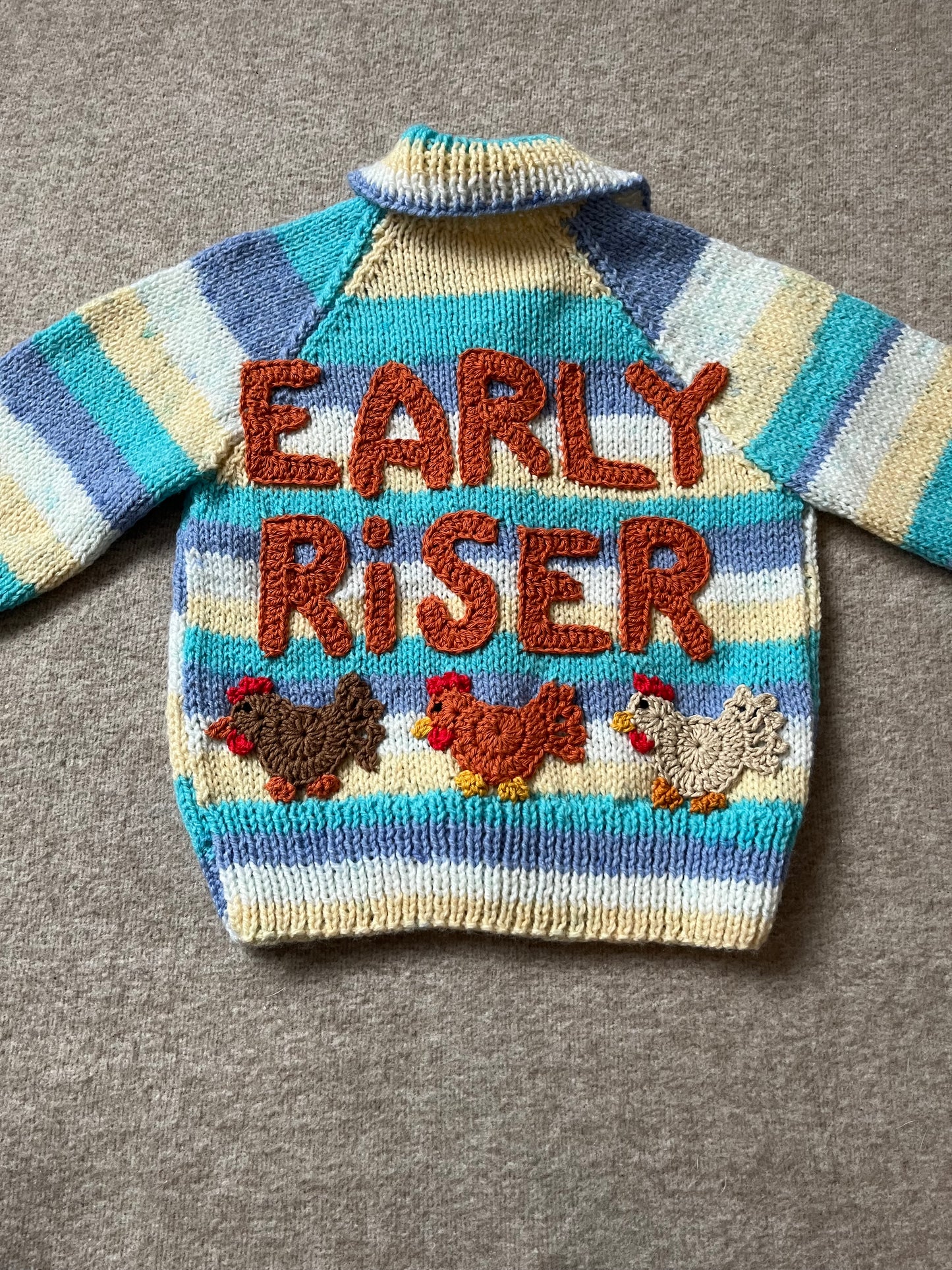 Size 18-24 Months, Early Riser, Hand knitted Toddler Cardigan