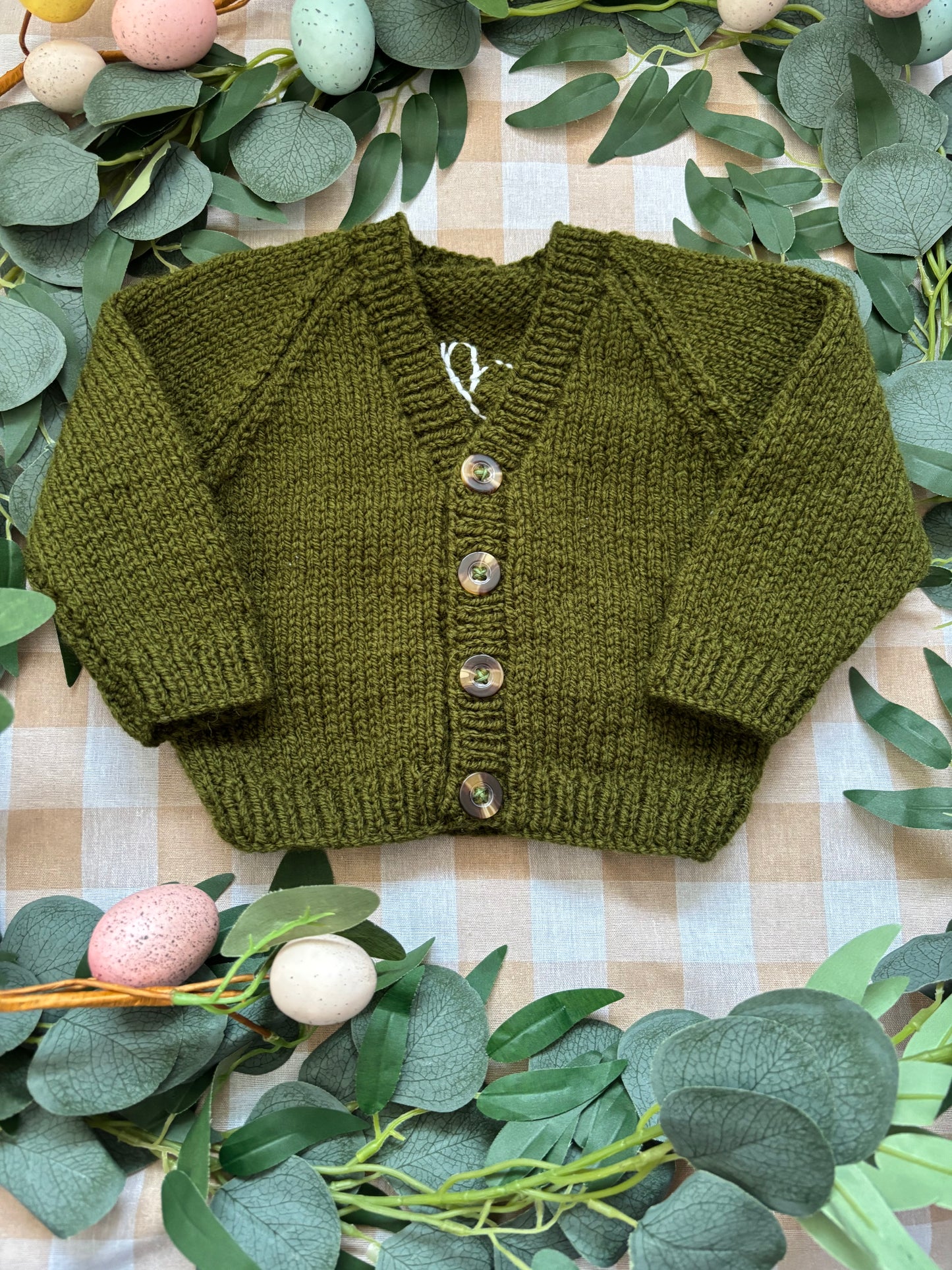 Size 0-6 Months, Little Lamb, Khaki Cardi