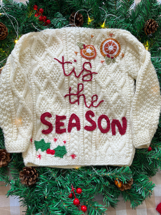 Size 3-5 Years, Tis the Season, Cream Cable knit Cardi