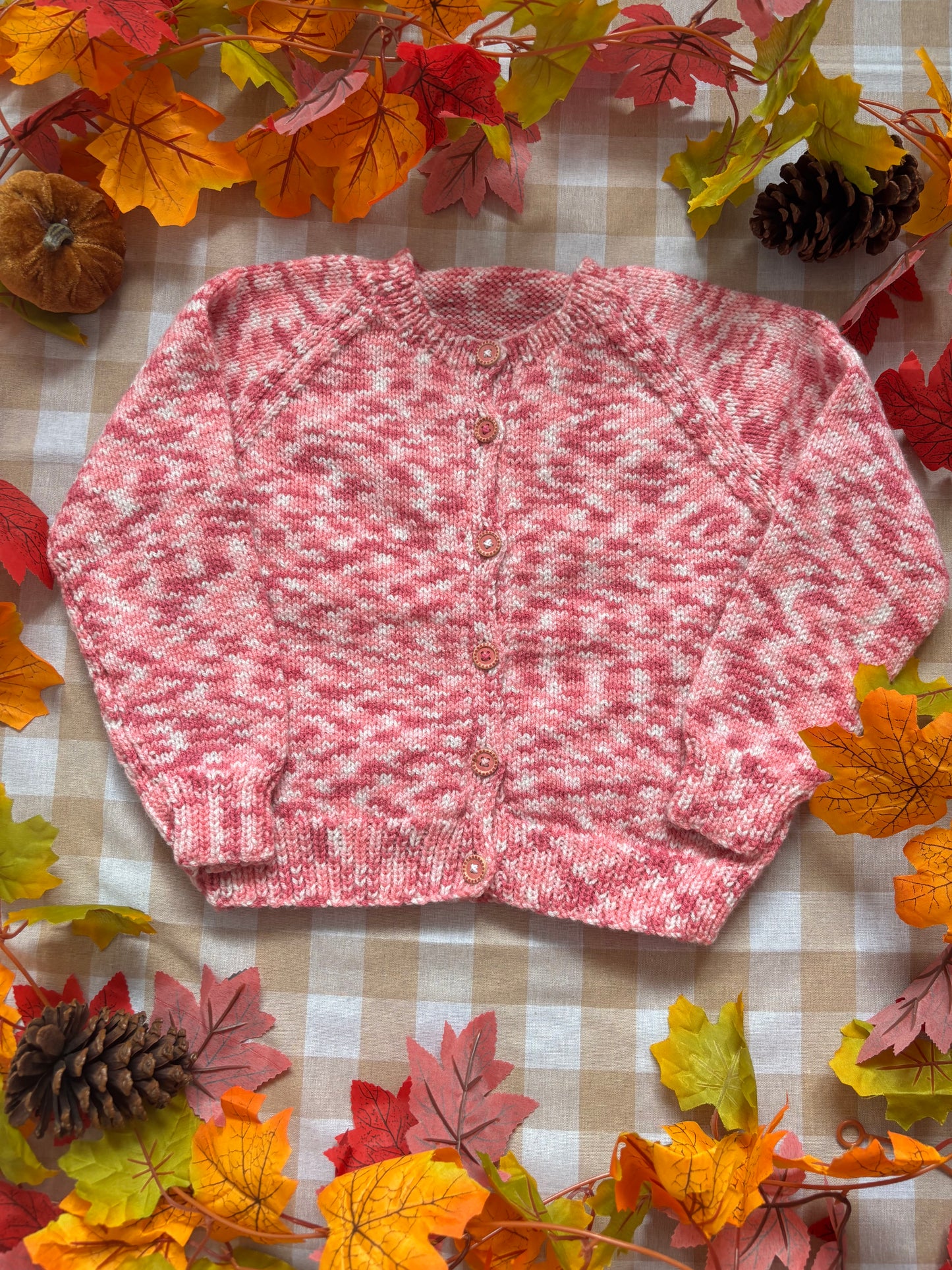 Size 4-5 Years, Beary Spooky, Pink Hand Knitted Cardi