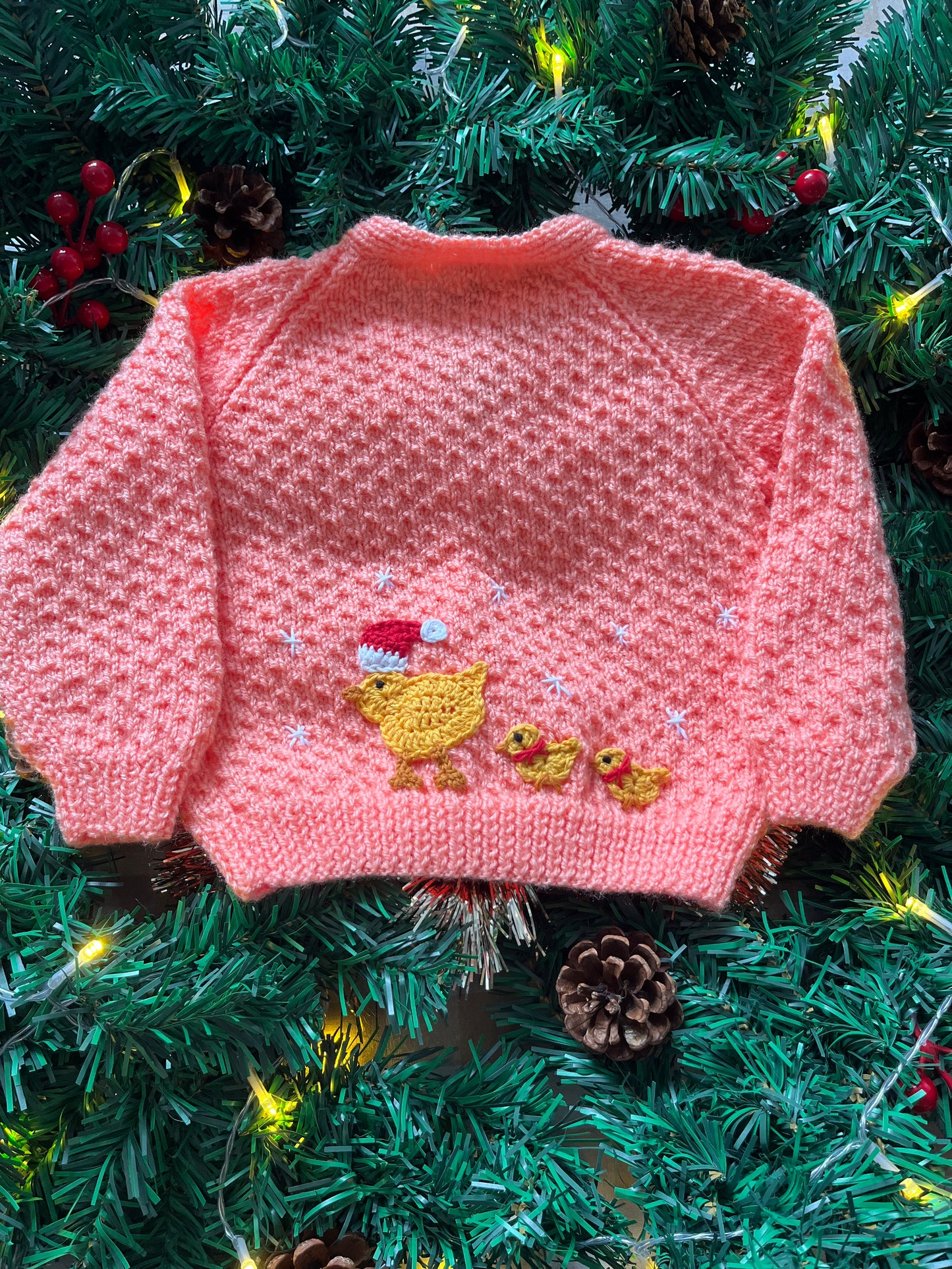 Personalise Me, Size 1-2 Years, Peach Cardi, Christmas Duck Name Cardi