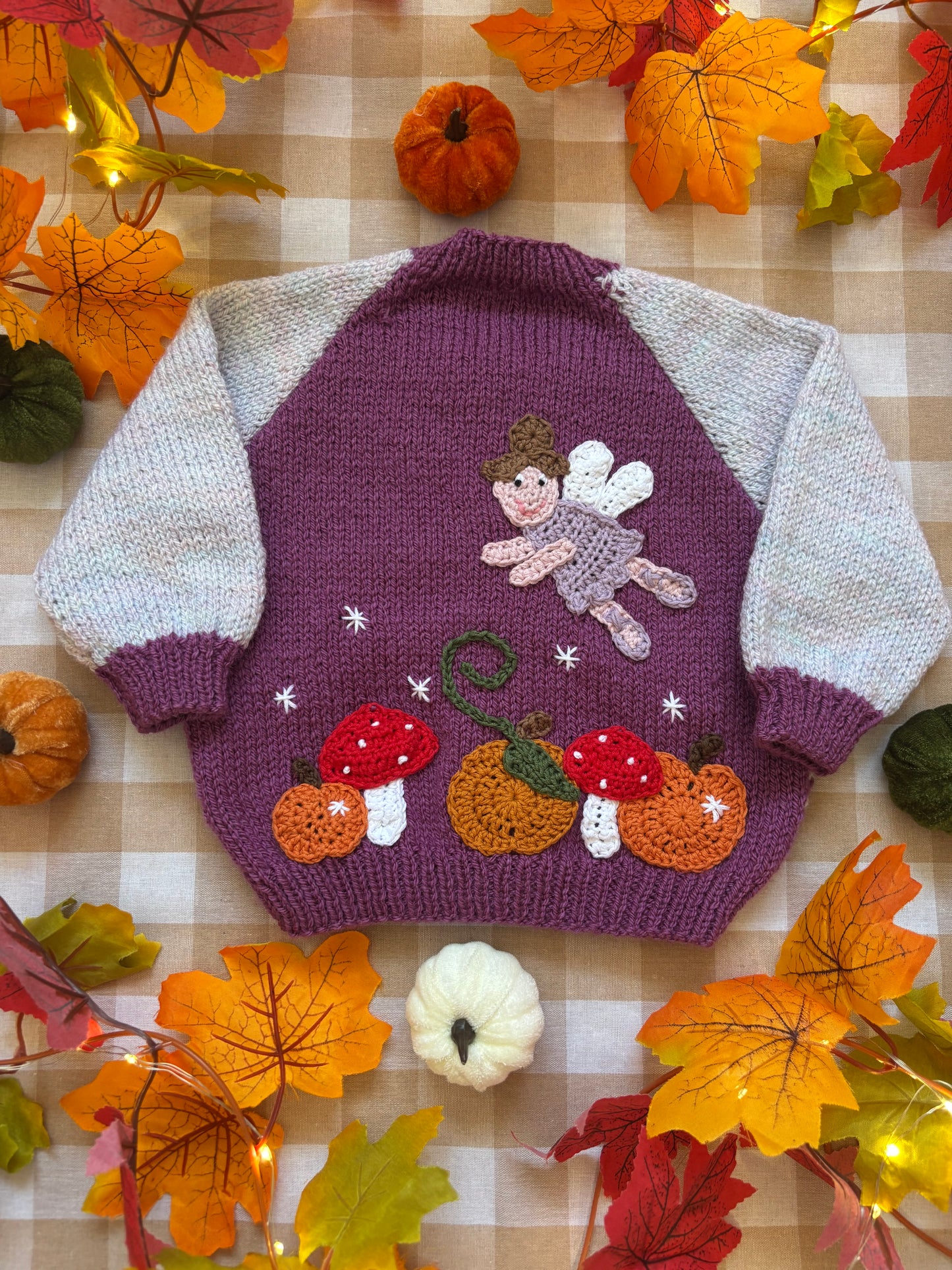 Size 6-12 Months, Fairy Pumpkin Patch, striped front