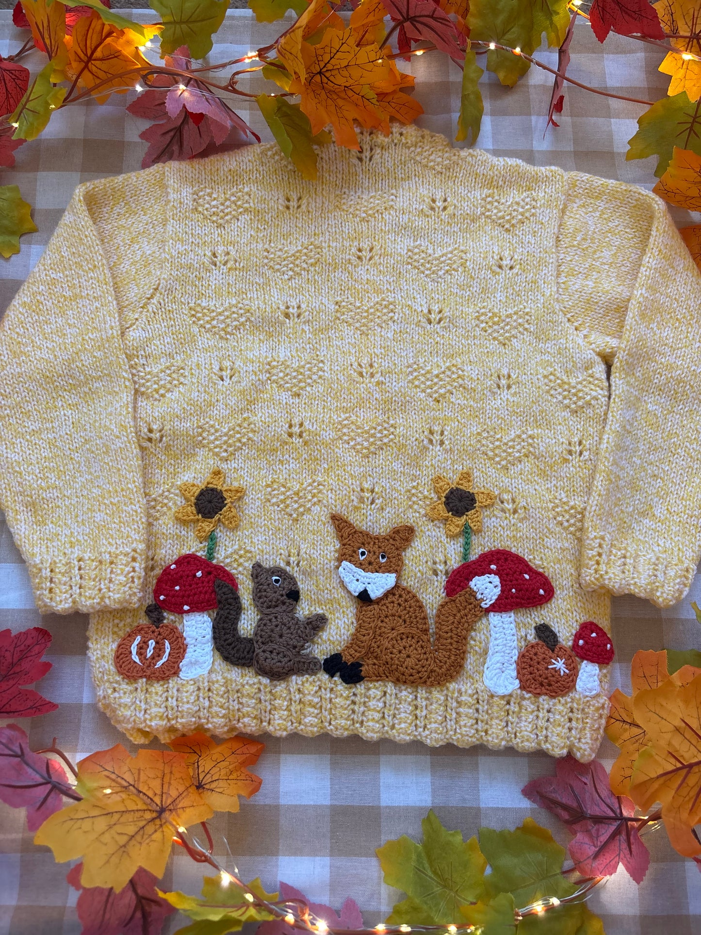 Size 6-8 Years, Woodland Animals, yellow Cardi