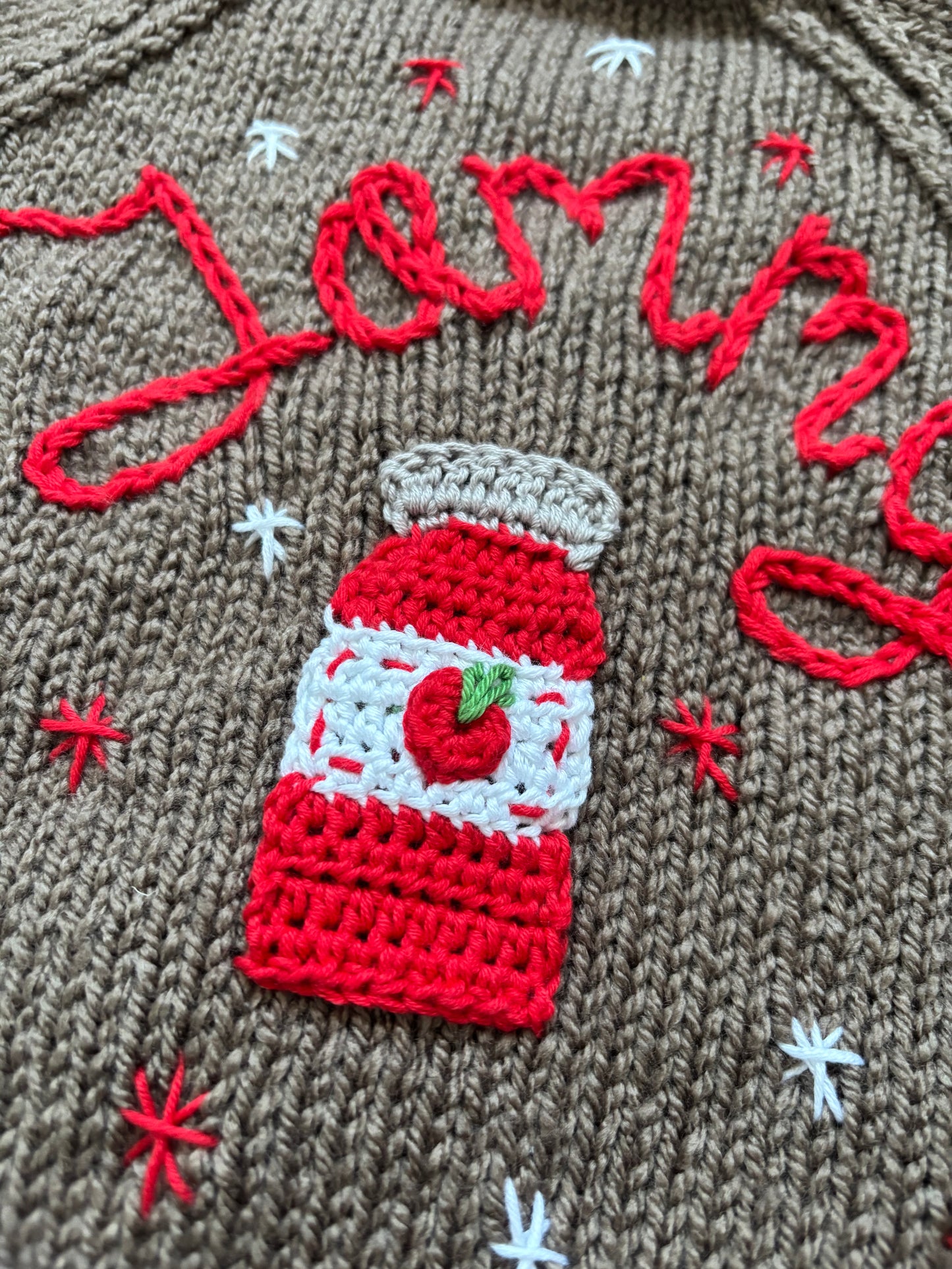 Size 9-12 Months, Jammy with a Strawberry Jam Jar, Brown Cardi