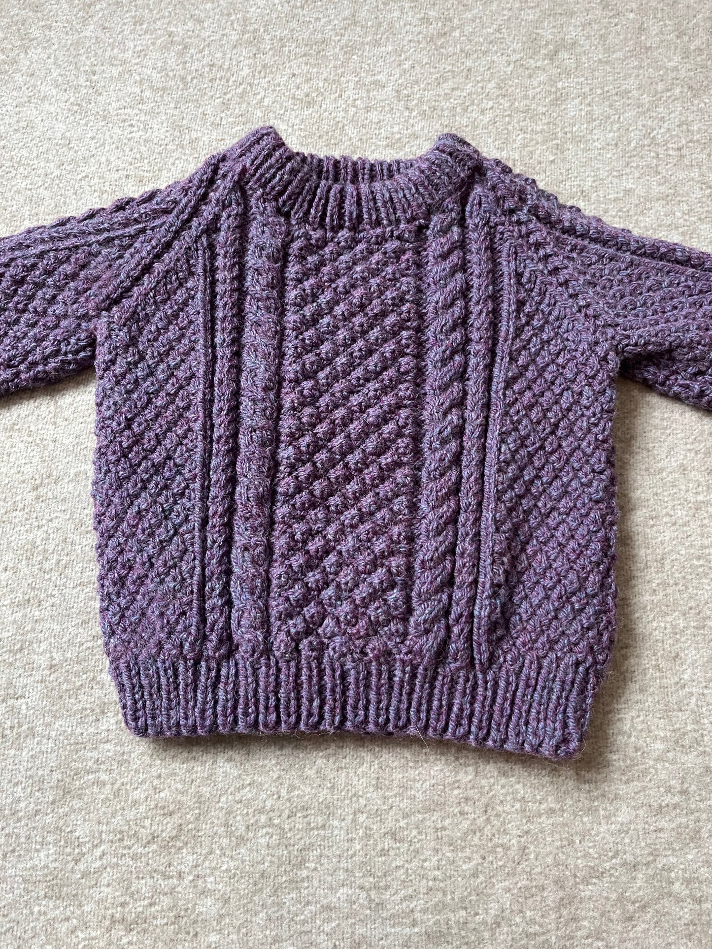 Size 1-2 Years, Oh Pansy, Hand Knitted Purple Jumper, Baby Sweater