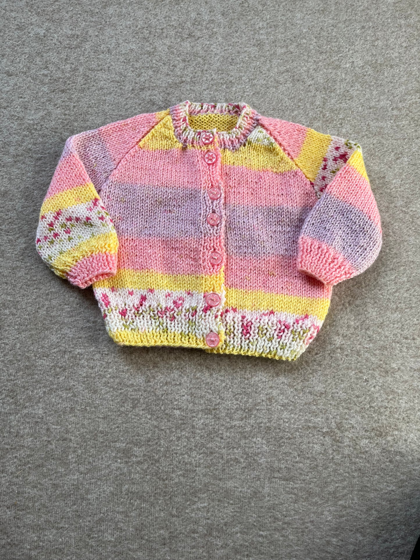 Size 6-12 Months, Hand Knitted Ombre Fleck Cardigan, Hand Knitted Baby, Bumble Bee