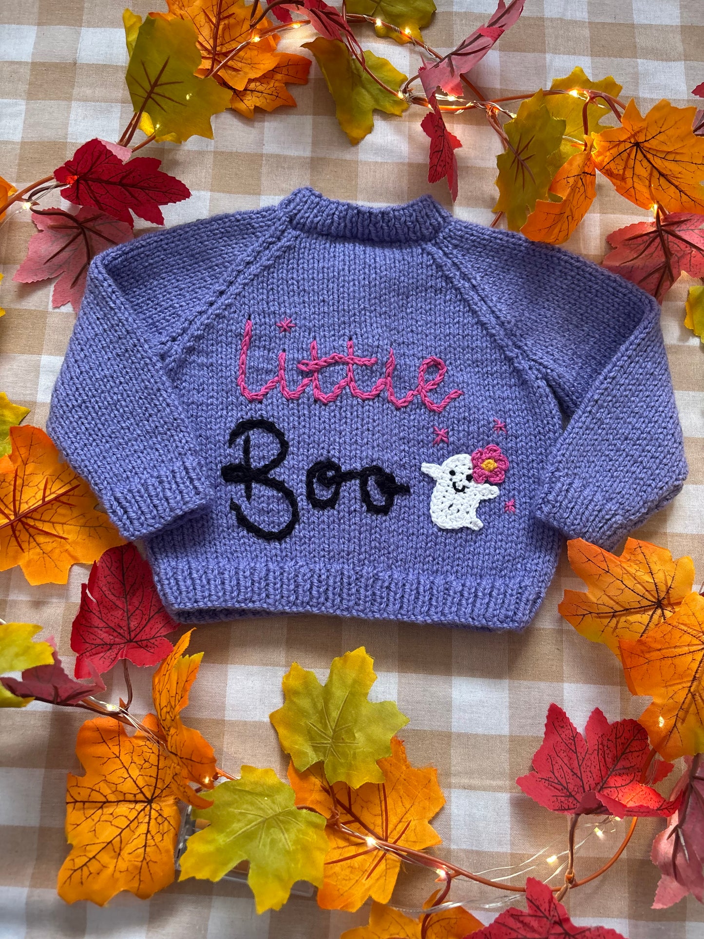 Size 0-6 Months, Little Boo, Purple Hand Knitted Cardigan