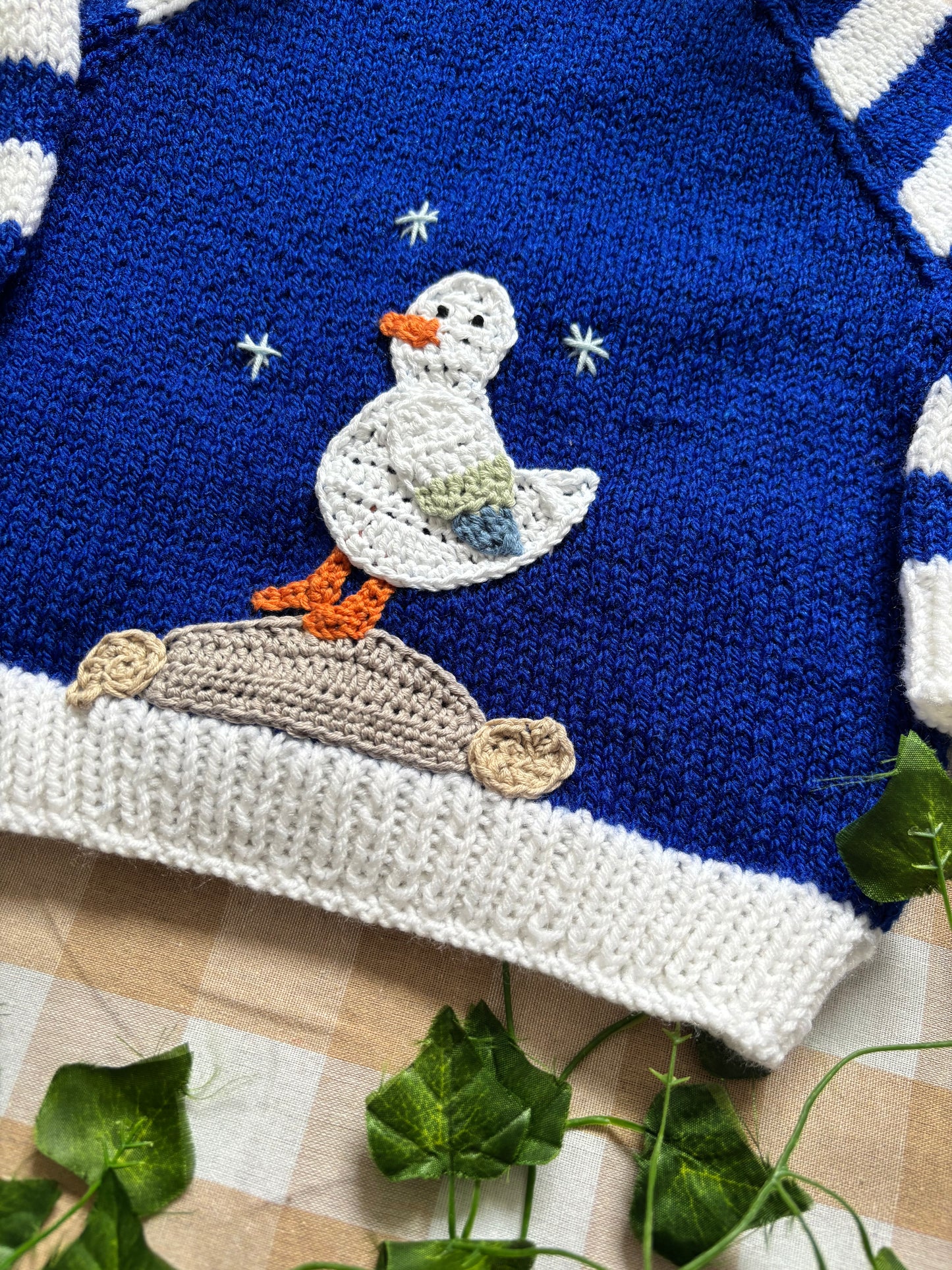 Size 12-18 Months, Seagull & Crab Striped Sleeve Cardi
