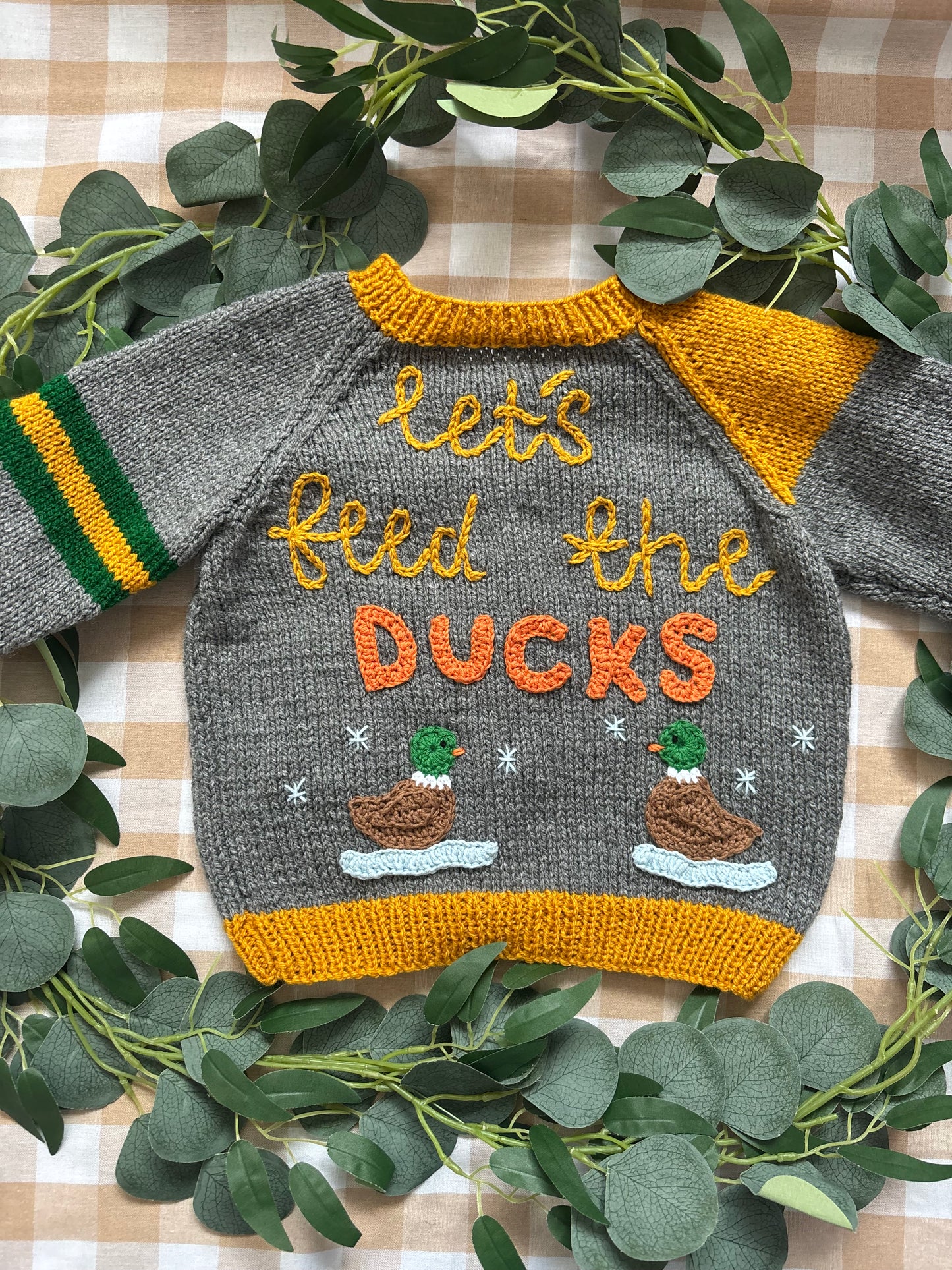 Size 2-3 years, Let’s feed the Ducks, Hand Knitted Cardi