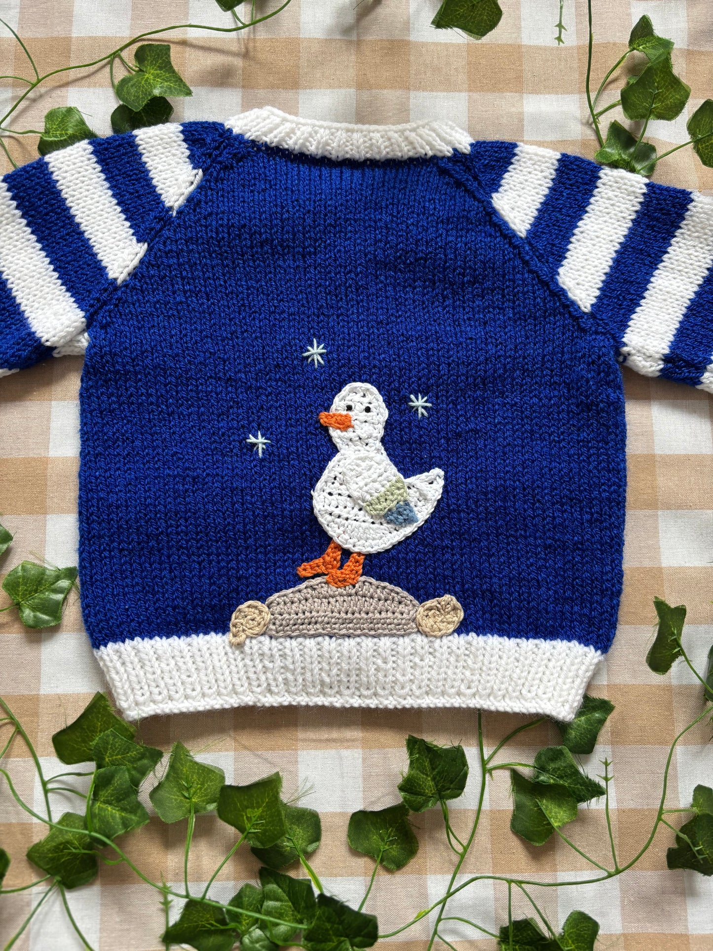 Size 12-18 Months, Seagull & Crab Striped Sleeve Cardi
