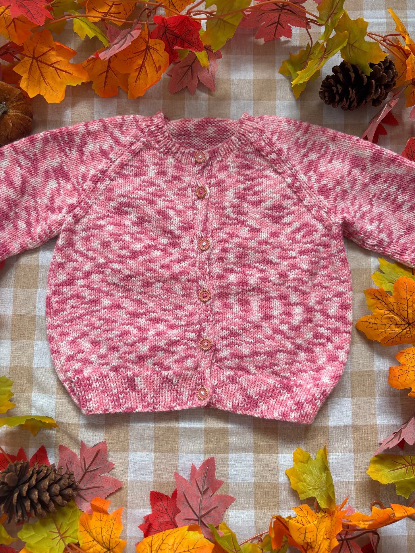 Size 4-5 Years, Beary Spooky, Pink Hand Knitted Cardi