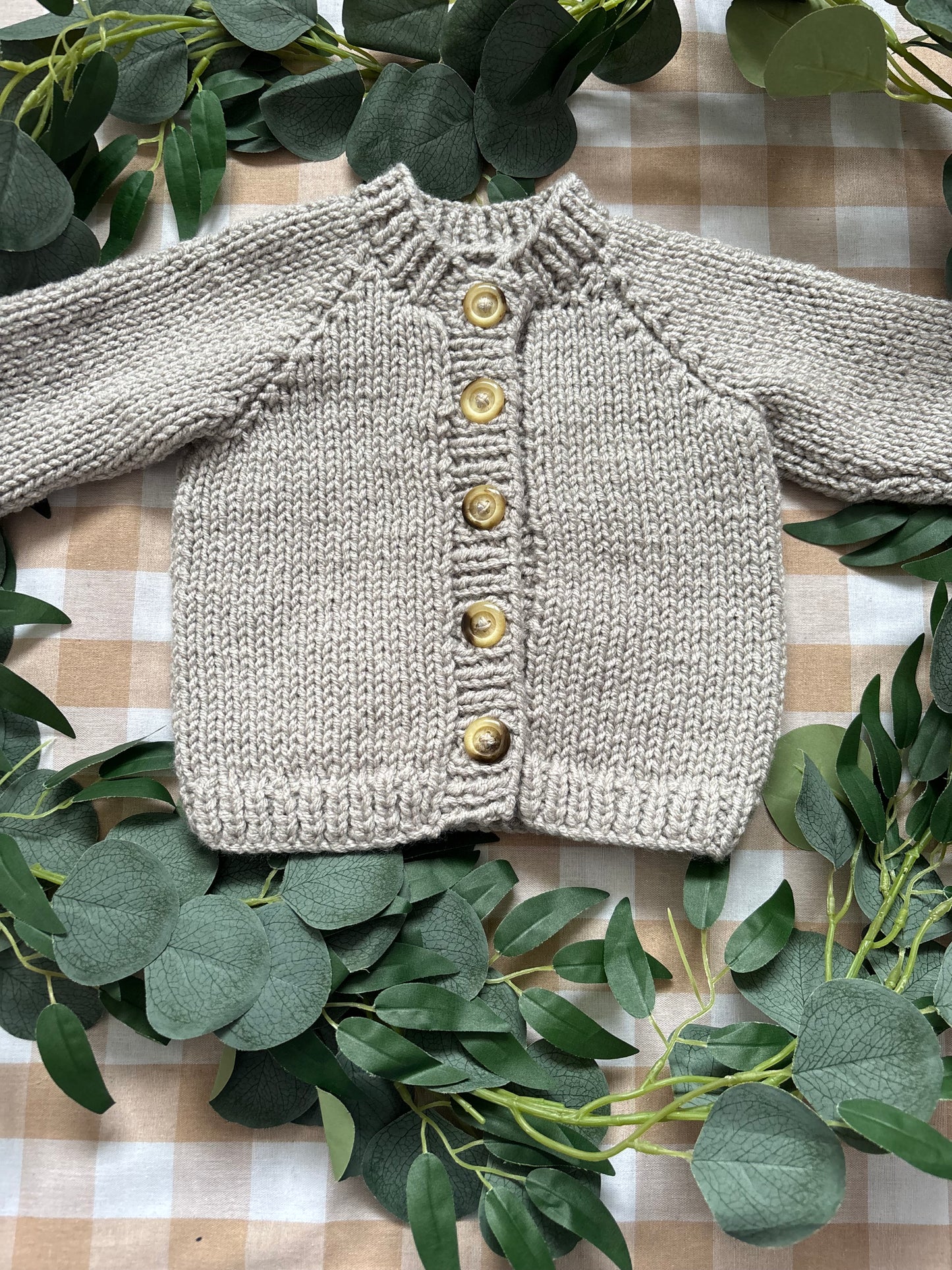Size 6-12 Months, Spring Mouse, Beige Chunky Cardi