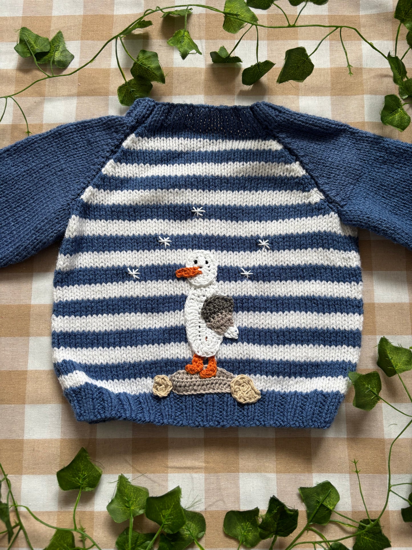 Size 9-12 Months, Striped Seagull Jumper