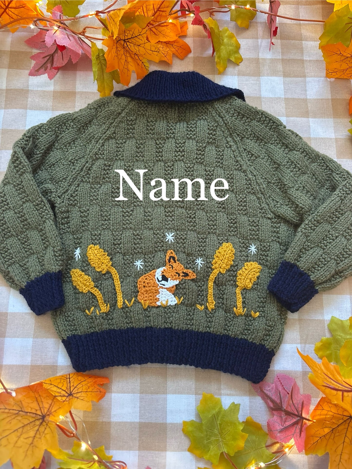 Personalise Me, Size 1-2 Years, sleeping Fox Cardi