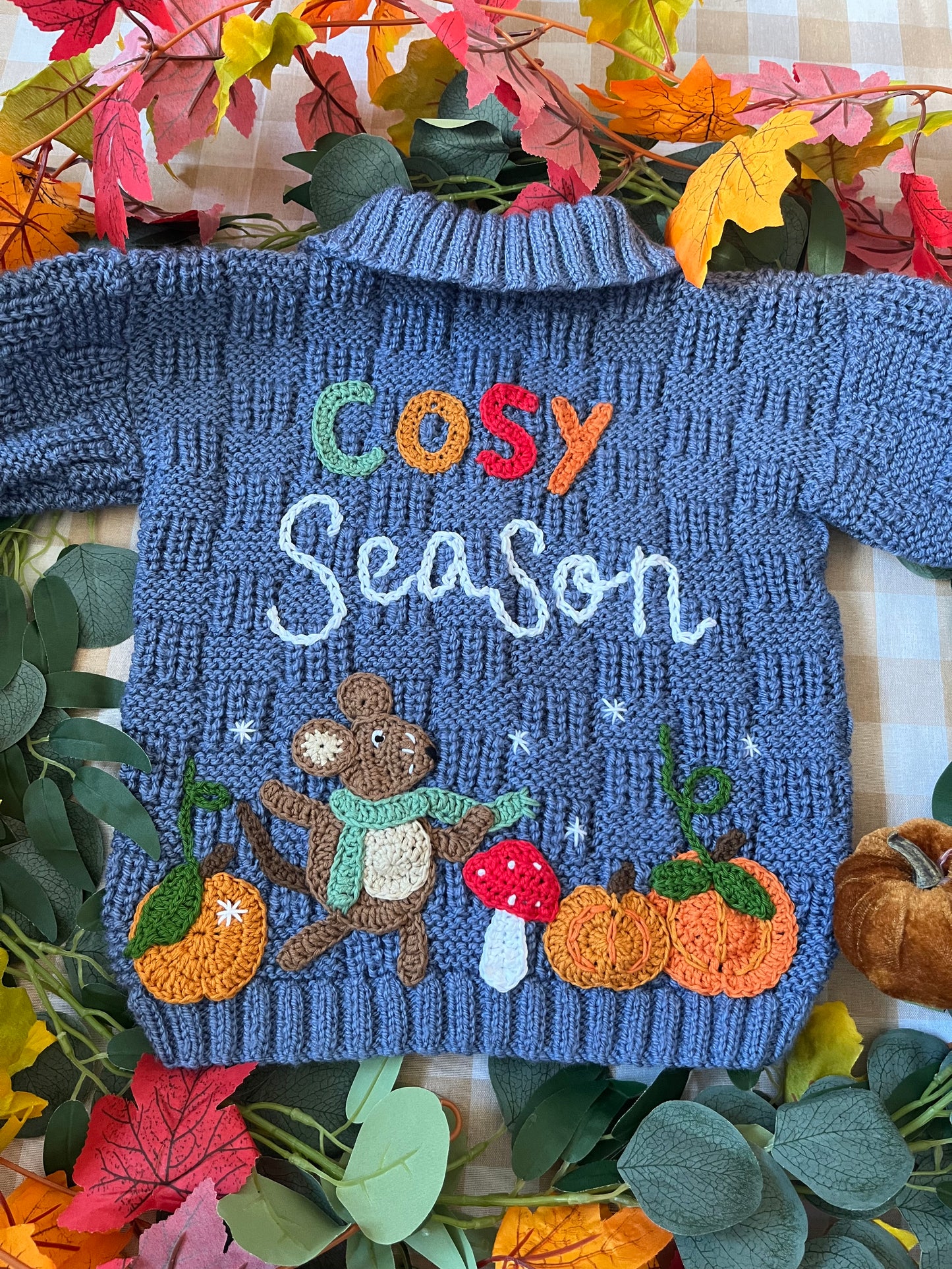 Size 2-4 Years, Cosy Season, Field Mouse Blue Cardi