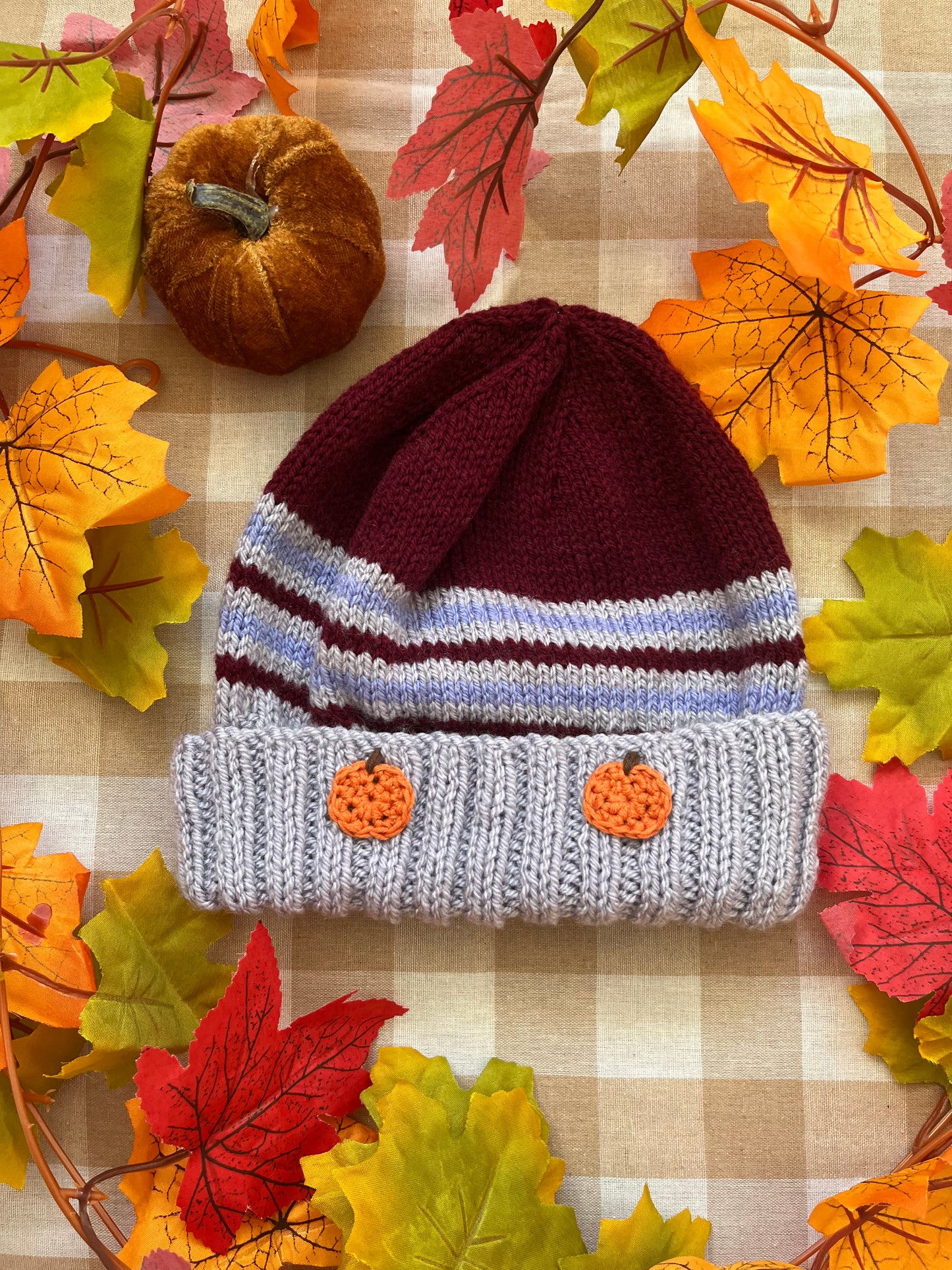 Personalise Me, Size 3-5 Years, Add Letter or Number, Purple/ Maroon Stripe Hat