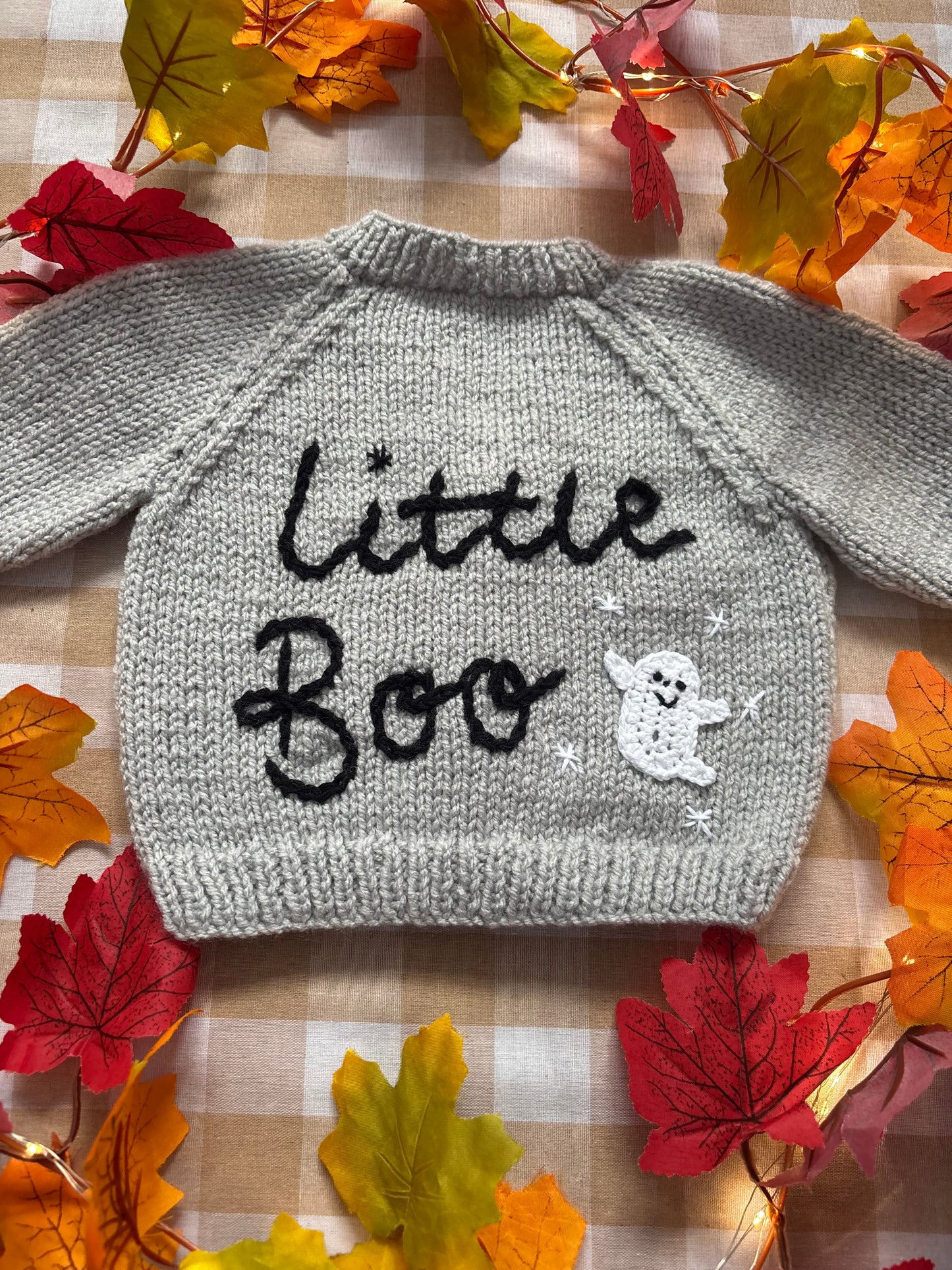 Size 0-6 Months, Little Boo, Grey Hand Knitted Baby Cardigan