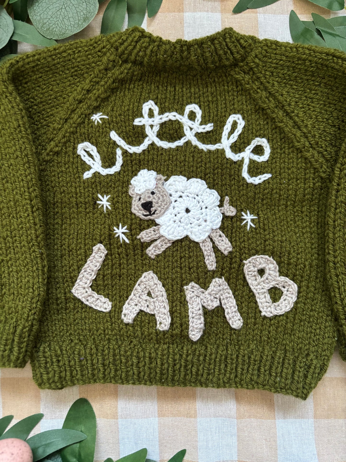 Size 0-6 Months, Little Lamb, Khaki Cardi