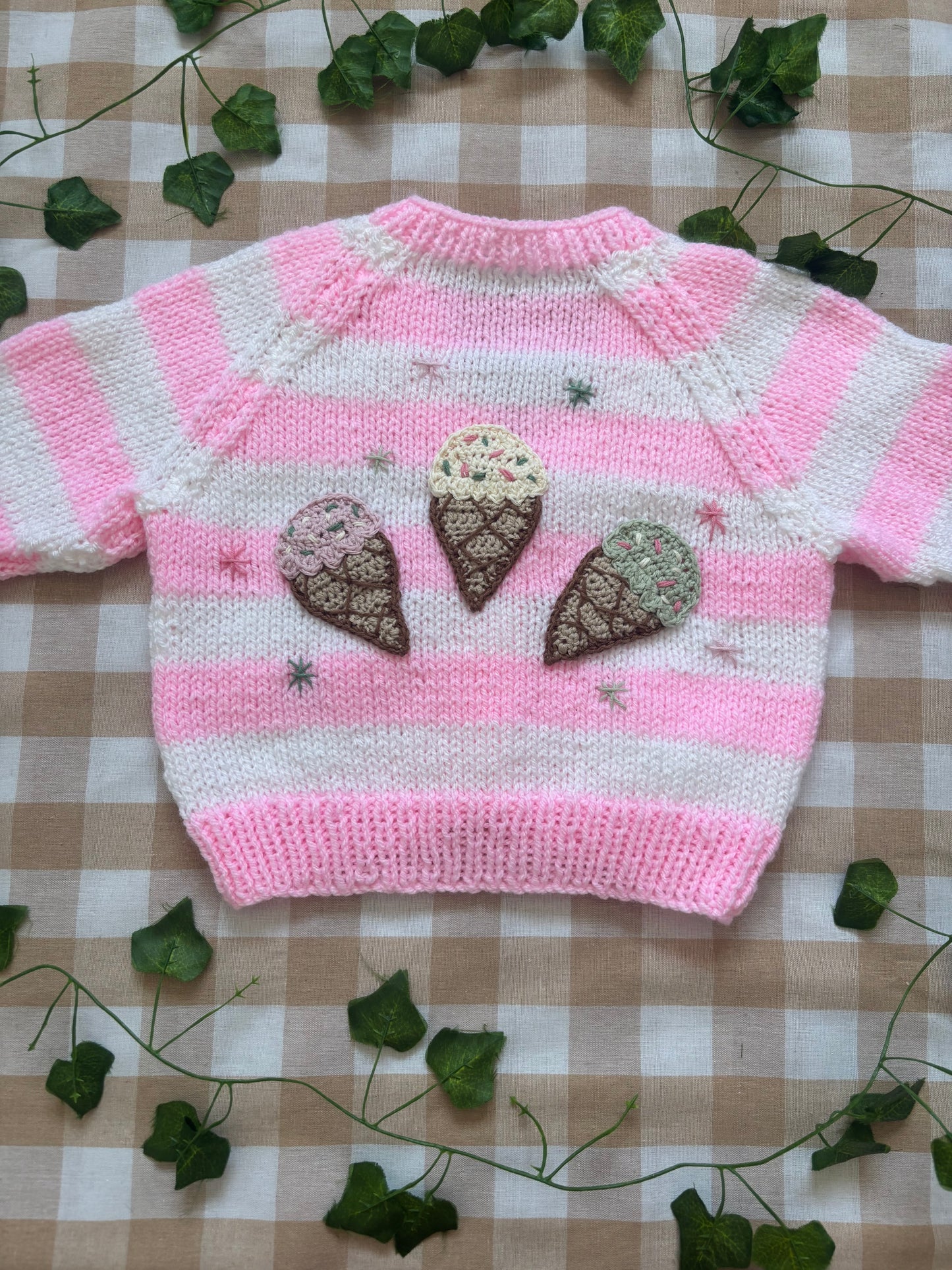 Size 1-2 Years, Ice Cream Striped Cardi