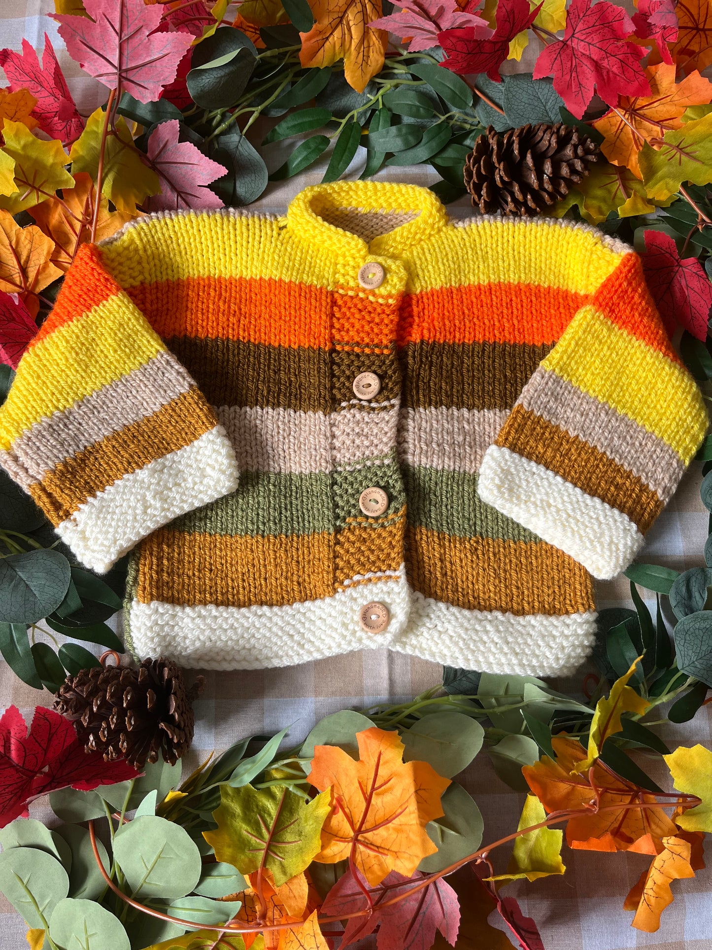 Personalise Me, Size 1-2 Years, Name Cardi, Woodland Animal, Striped Cardi